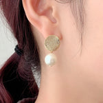 ciite' シーテ ピアス（両耳用） 梨地プレート × パールピアス (両耳用)