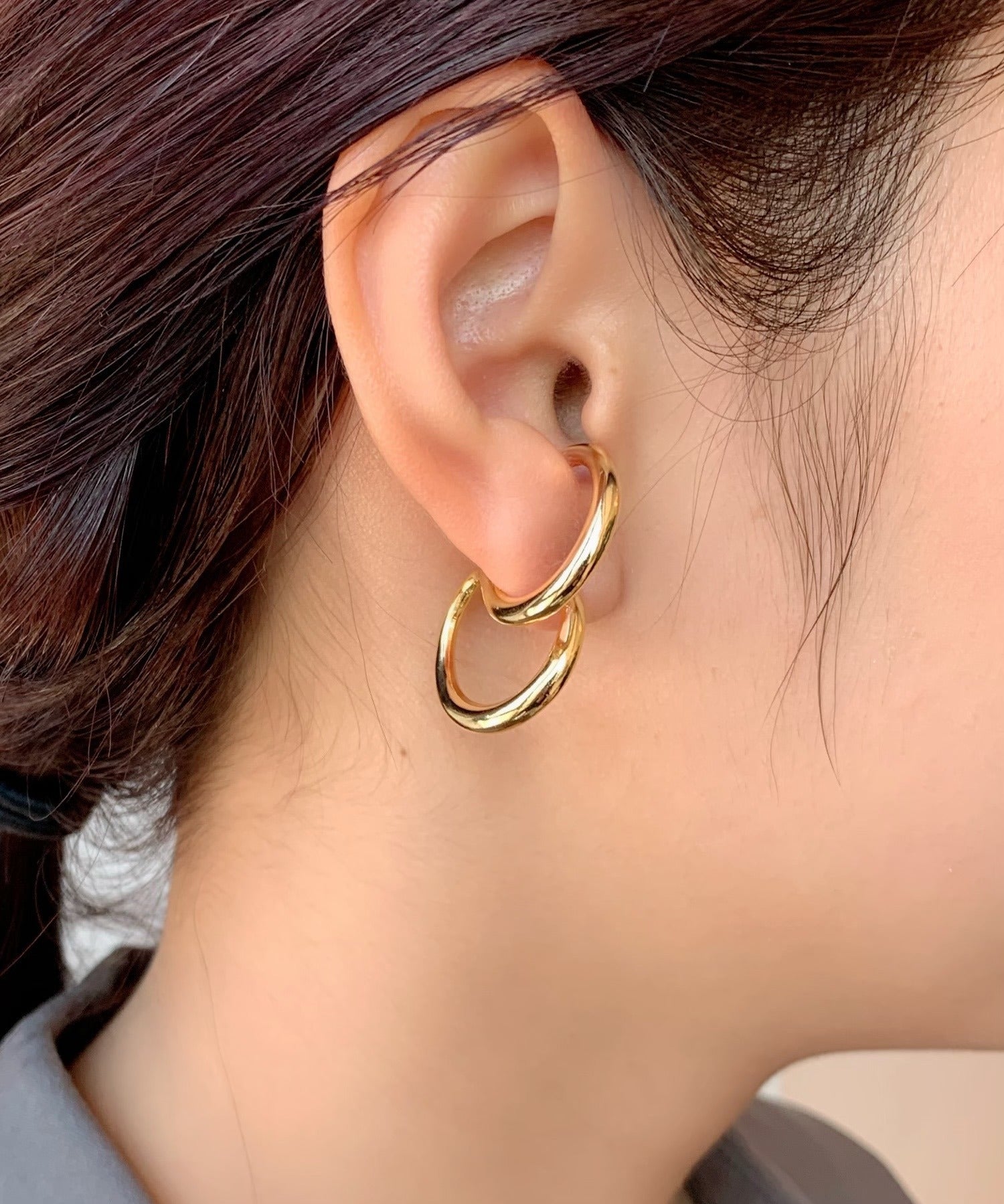 ciite' シーテ ピアス（両耳用） 立体デザインピアス イヤーカフ風 (両耳用)