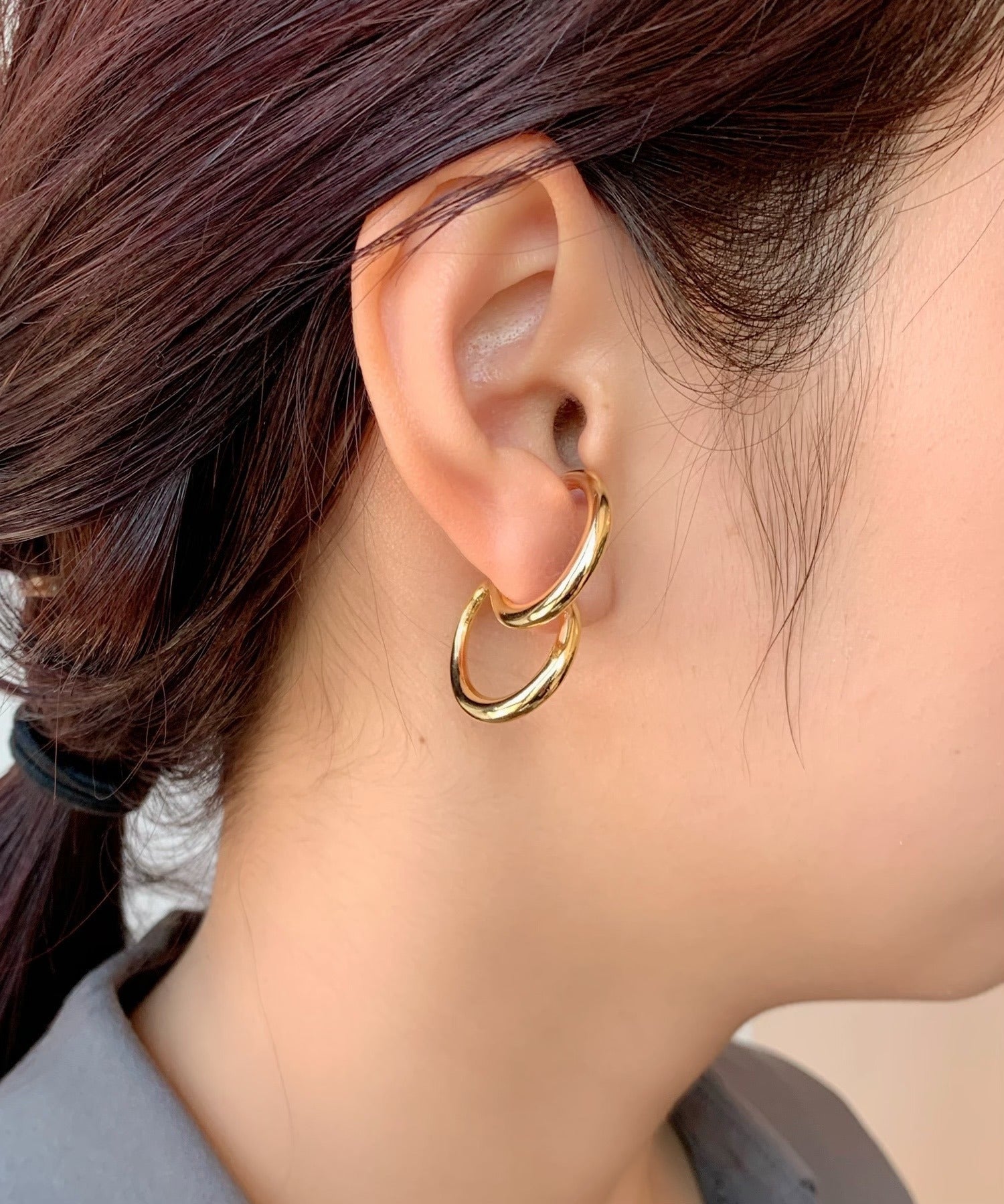 ciite' シーテ ピアス（両耳用） 立体デザインピアス イヤーカフ風 (両耳用)