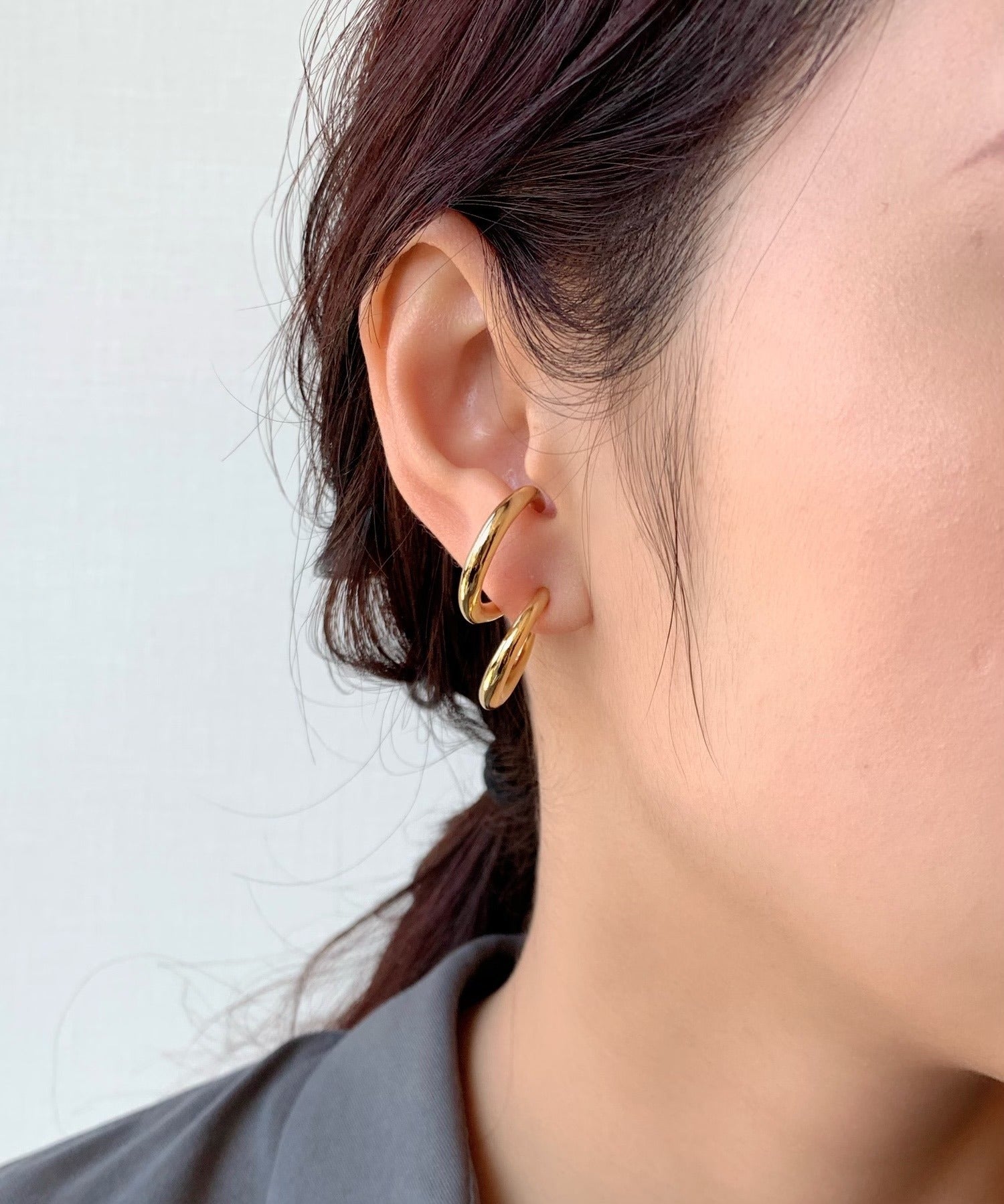 ciite' シーテ ピアス（両耳用） 立体デザインピアス イヤーカフ風 (両耳用)