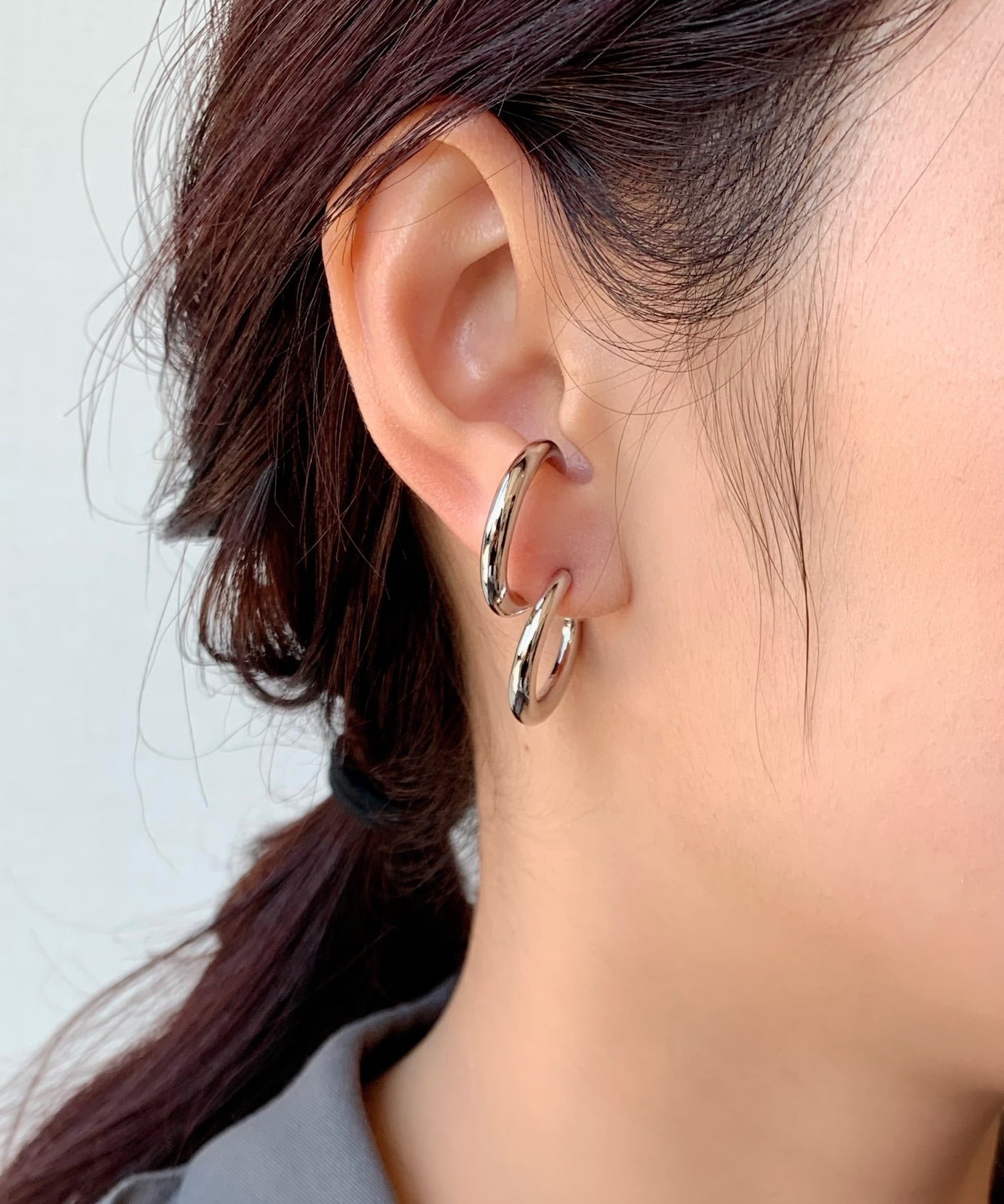 ciite' シーテ ピアス（両耳用） 立体デザインピアス イヤーカフ風 (両耳用)