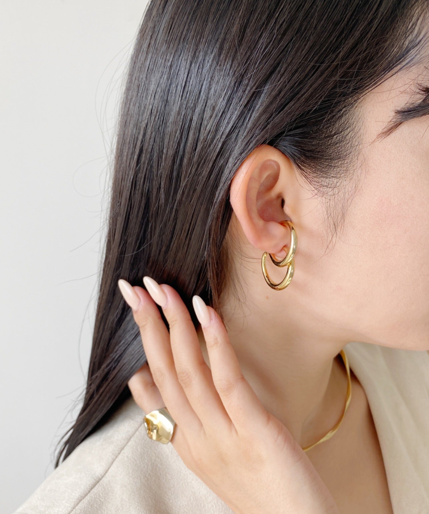 ciite' シーテ ピアス（両耳用） 立体デザインピアス イヤーカフ風 (両耳用)