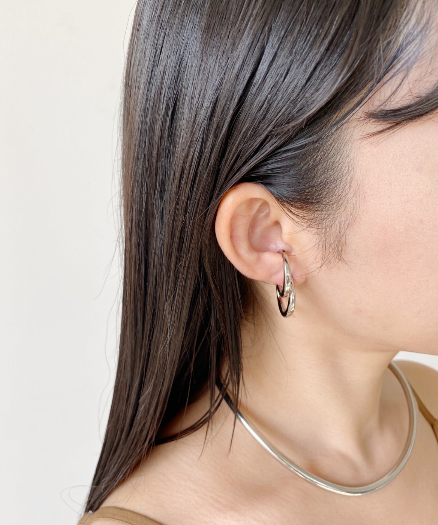 ciite' シーテ ピアス（両耳用） 立体デザインピアス イヤーカフ風 (両耳用)