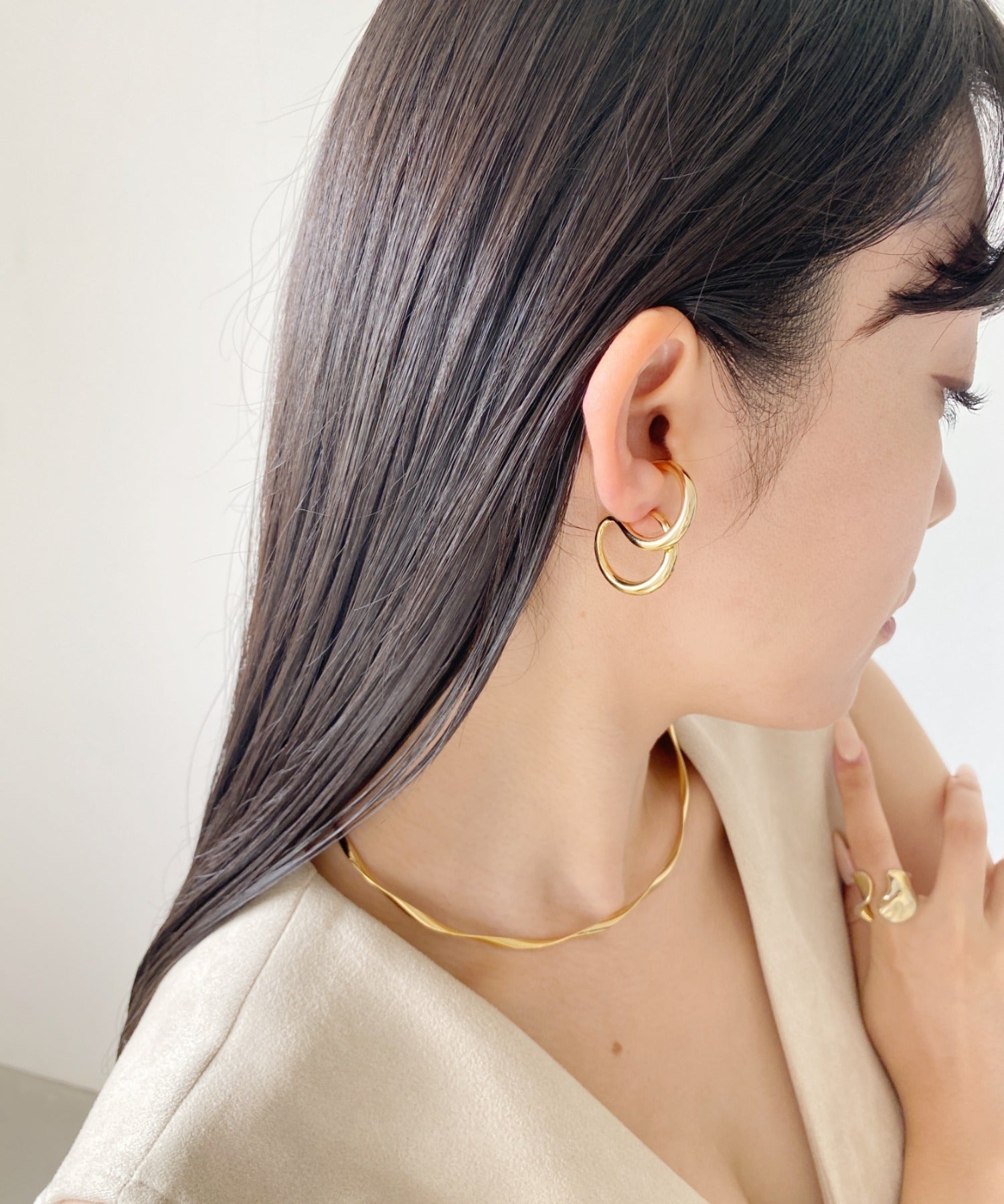 ciite' シーテ ピアス（両耳用） 立体デザインピアス イヤーカフ風 (両耳用)