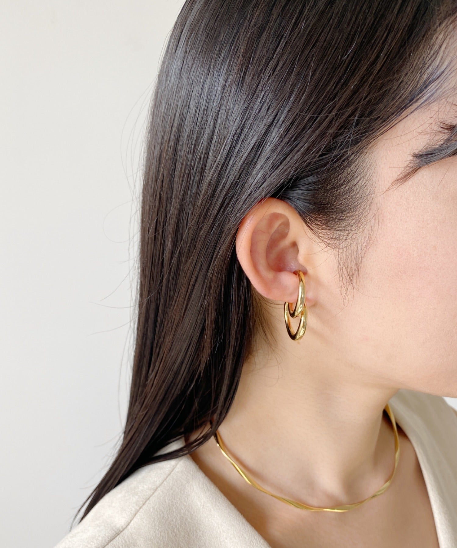 ciite' シーテ ピアス（両耳用） 立体デザインピアス イヤーカフ風 (両耳用)