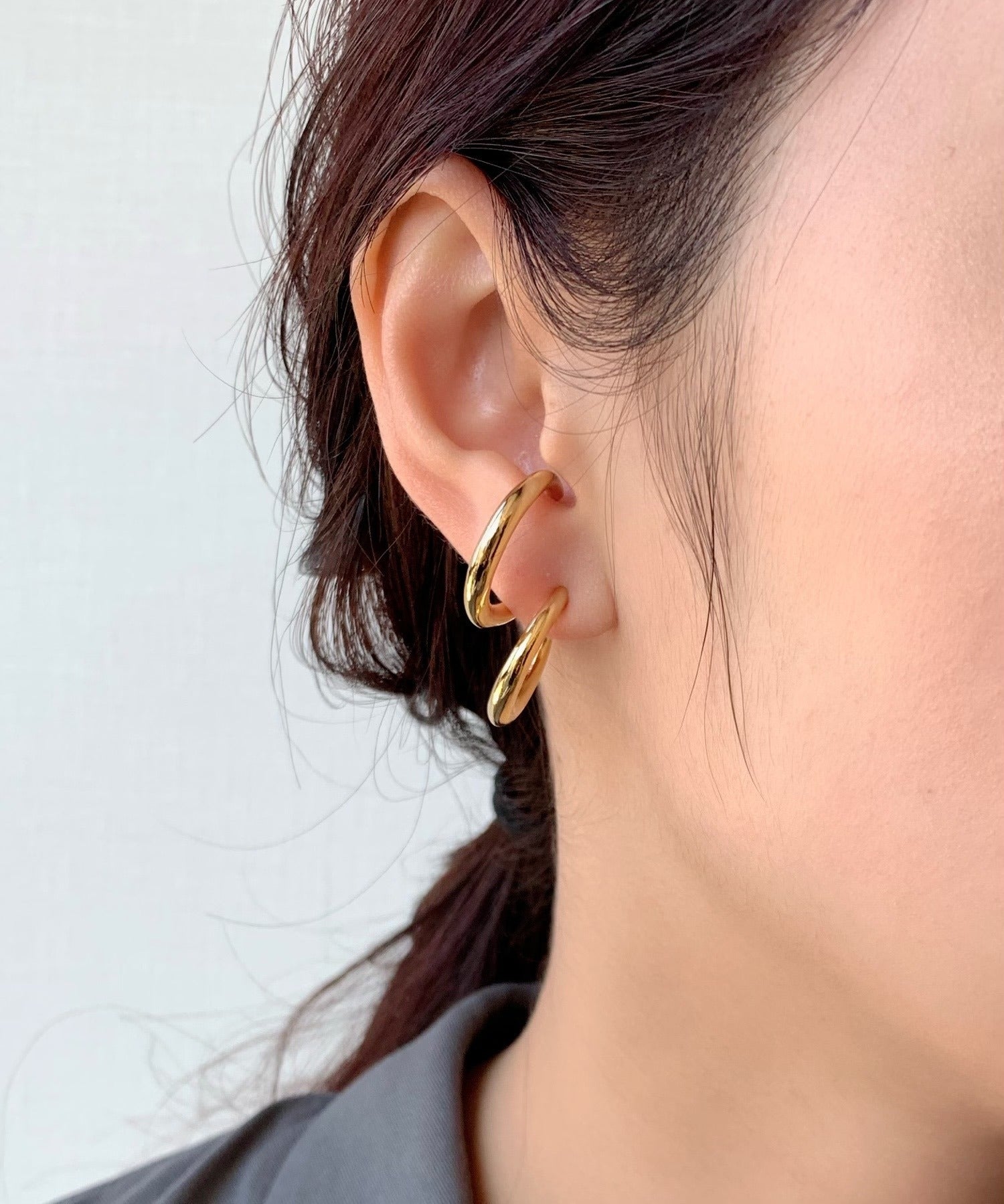 ciite' シーテ ピアス（両耳用） 立体デザインピアス イヤーカフ風 (両耳用)