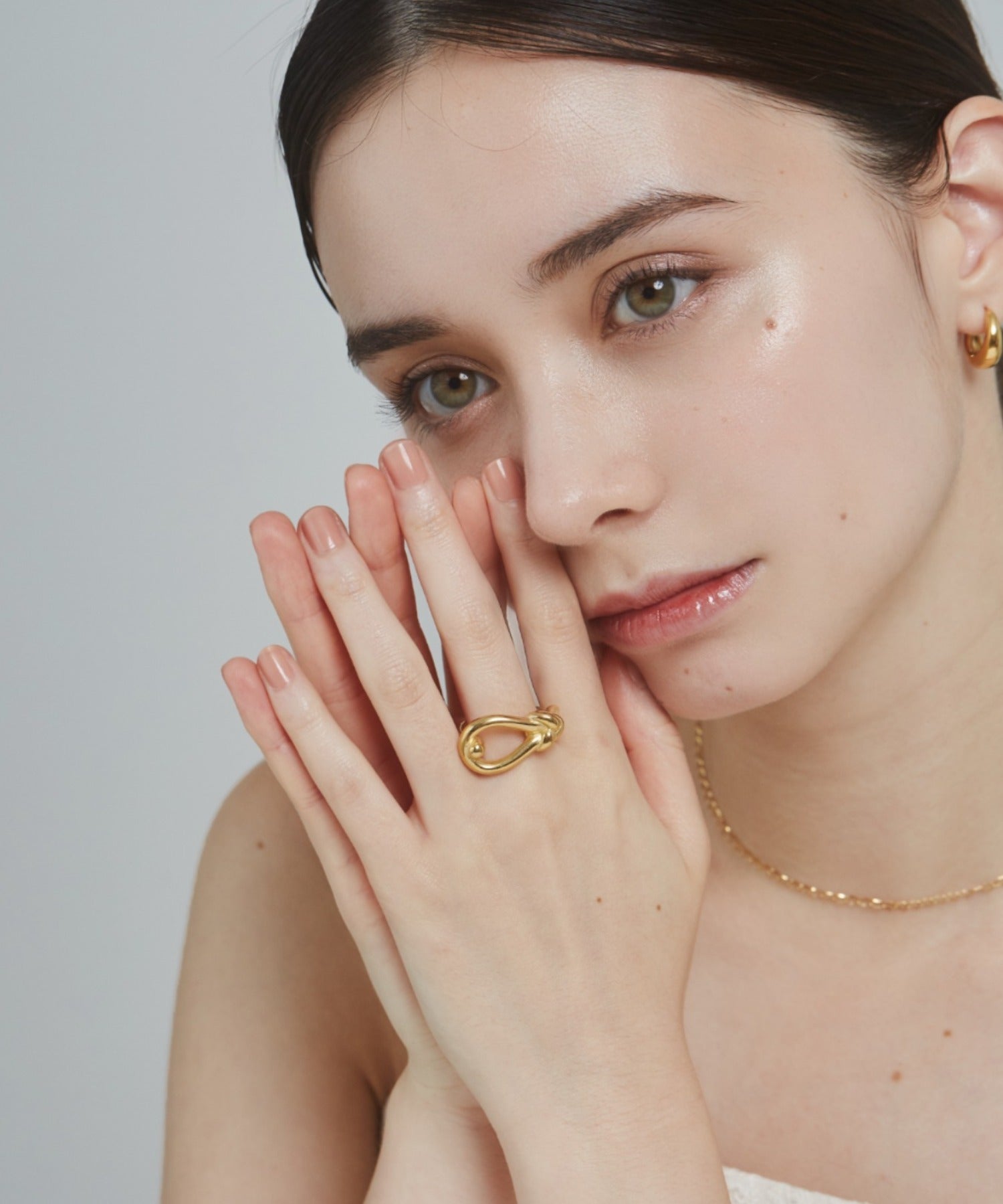 ciite' シーテ リング 【 金属アレルギー対応 】 ノットニュアンス リング サージカルステンレス ゴールド