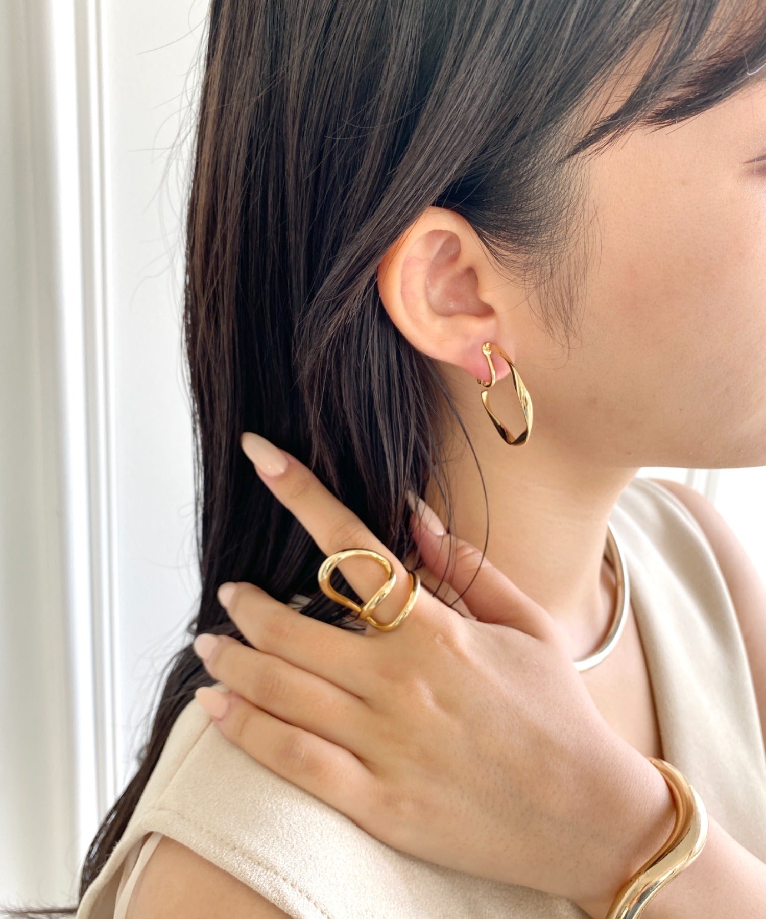 ciite' シーテ イヤリング ねじりフープイヤリング (両耳用)