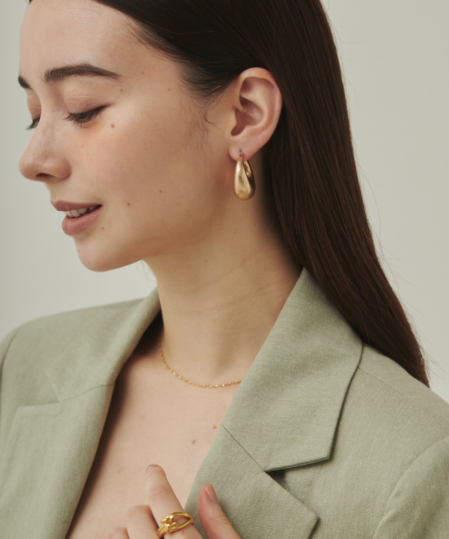 ciite' シーテ ピアス（両耳用） マットドロップフープピアス (両耳用)