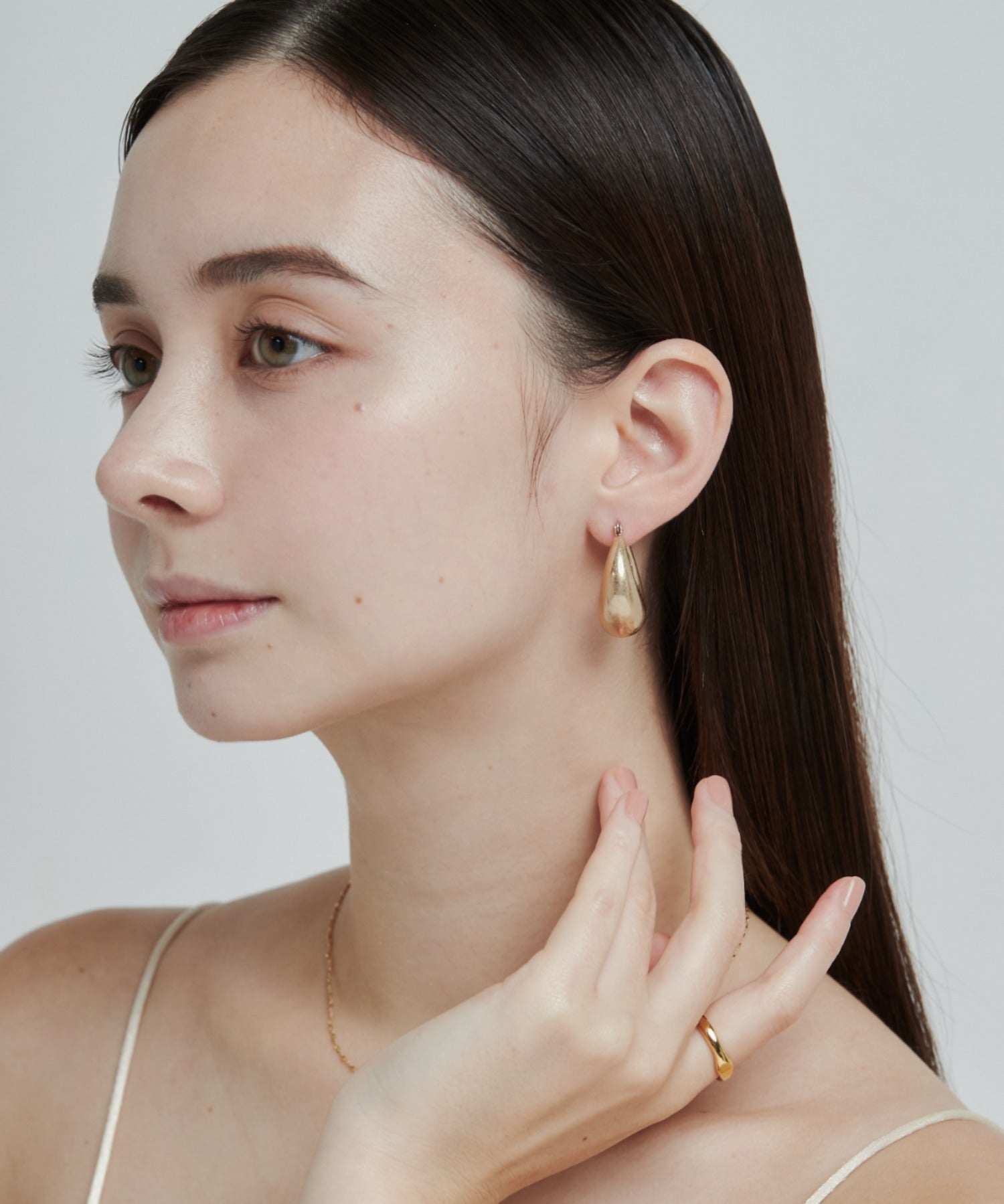 ciite' シーテ ピアス（両耳用） マットドロップフープピアス (両耳用)