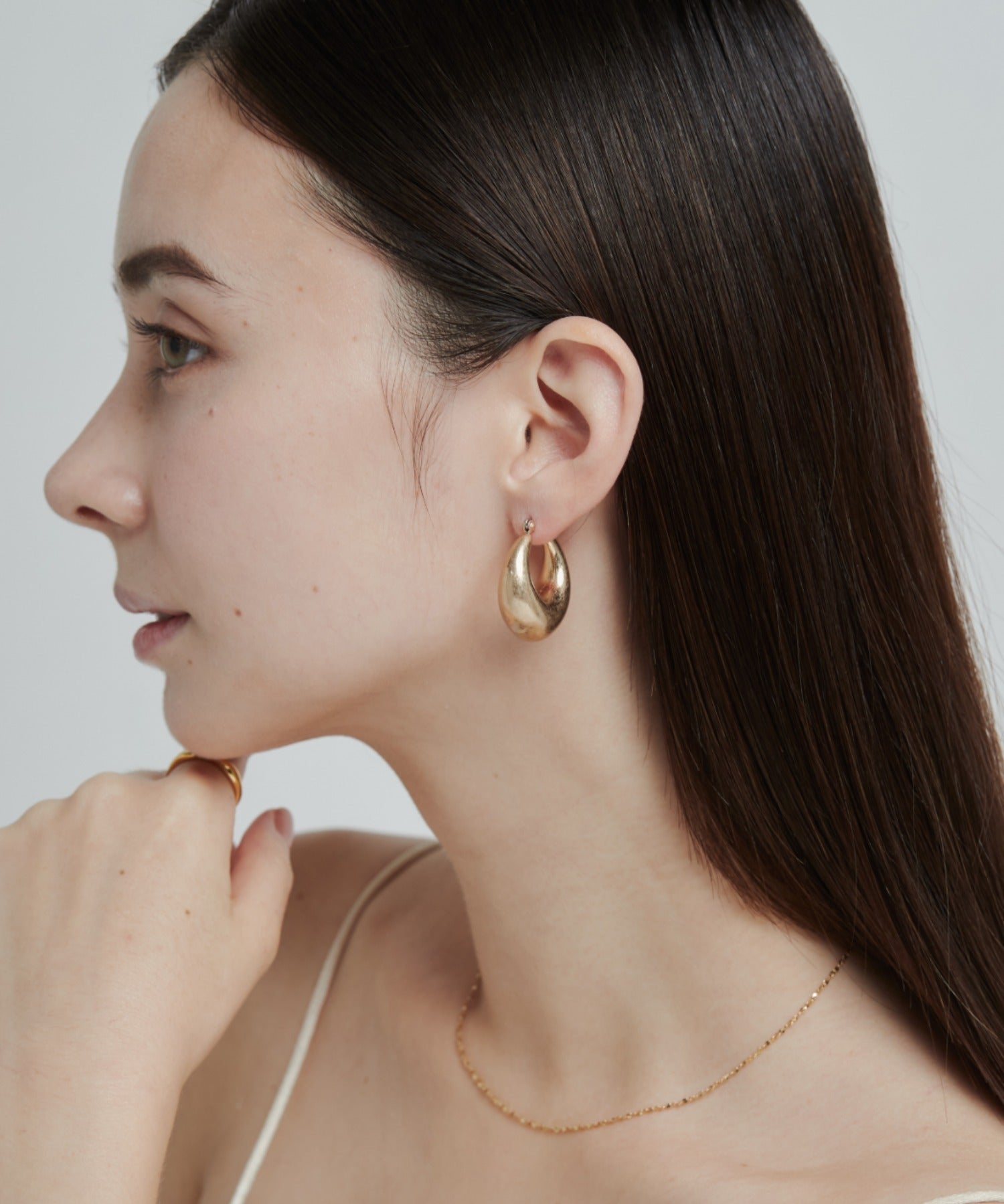 ciite' シーテ ピアス（両耳用） マットドロップフープピアス (両耳用)