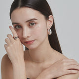 ciite' シーテ ピアス（両耳用） マットドロップフープピアス (両耳用)