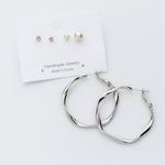 ciite' シーテ ピアス（両耳用） ねじりピアス × パールピアス 3ピアスセット (両耳用) シルバー FREE