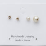 ciite' シーテ ピアス（両耳用） ねじりピアス × パールピアス 3ピアスセット (両耳用)