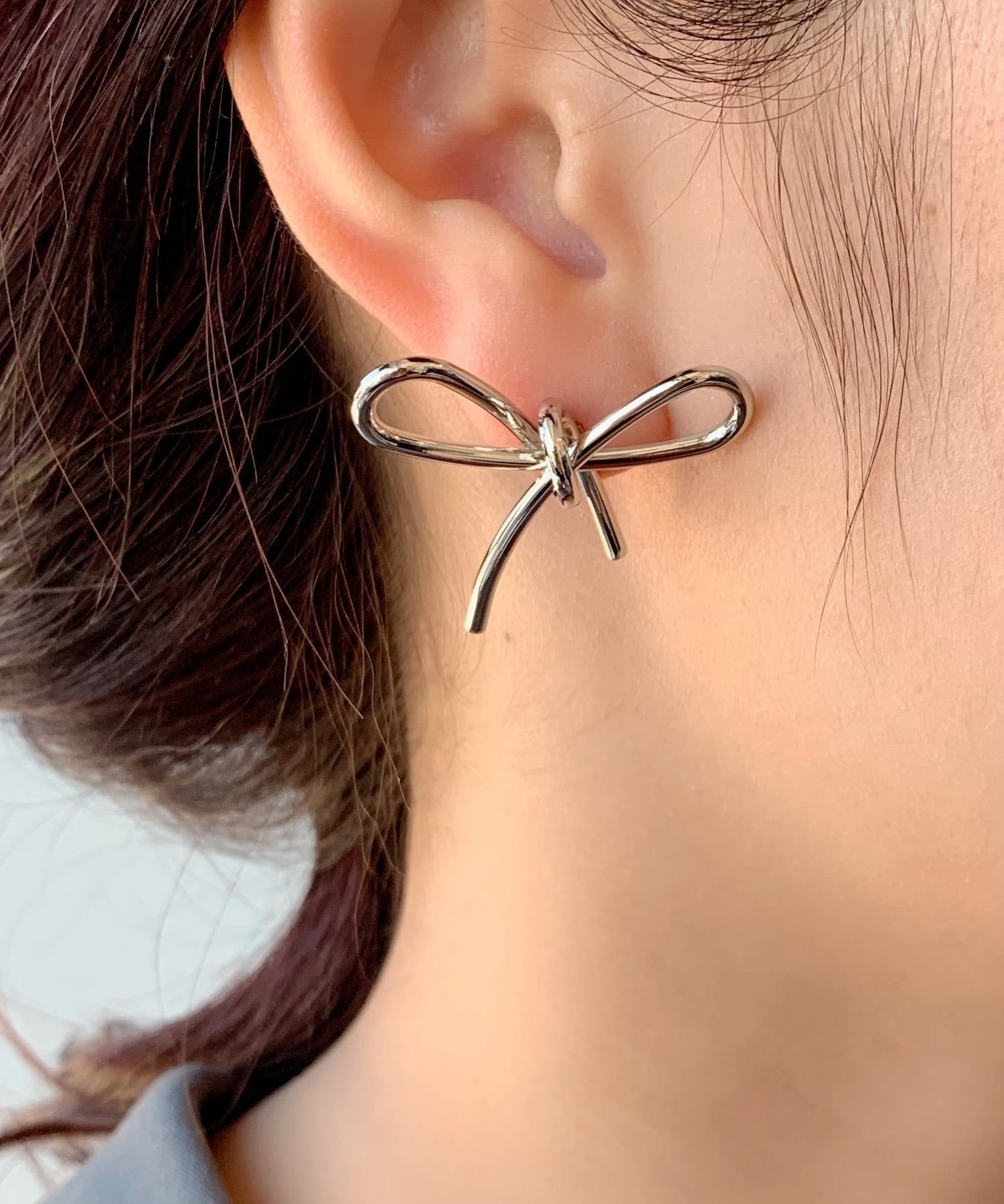 ciite' シーテ ピアス（両耳用） リボンピアス (両耳用) シルバー FREE