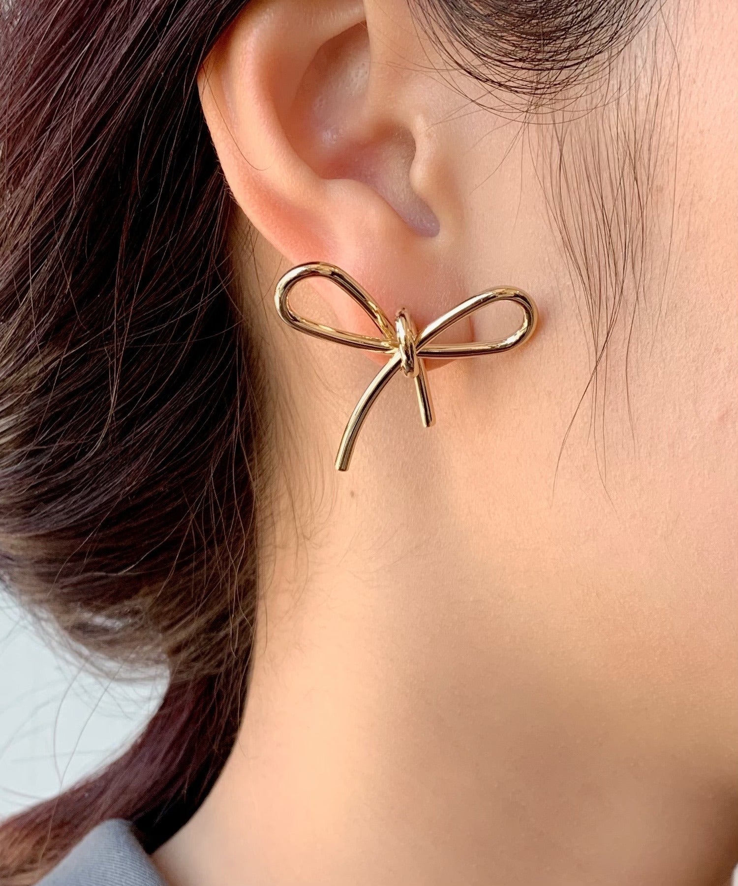 ciite' シーテ ピアス（両耳用） リボンピアス (両耳用) ゴールド FREE