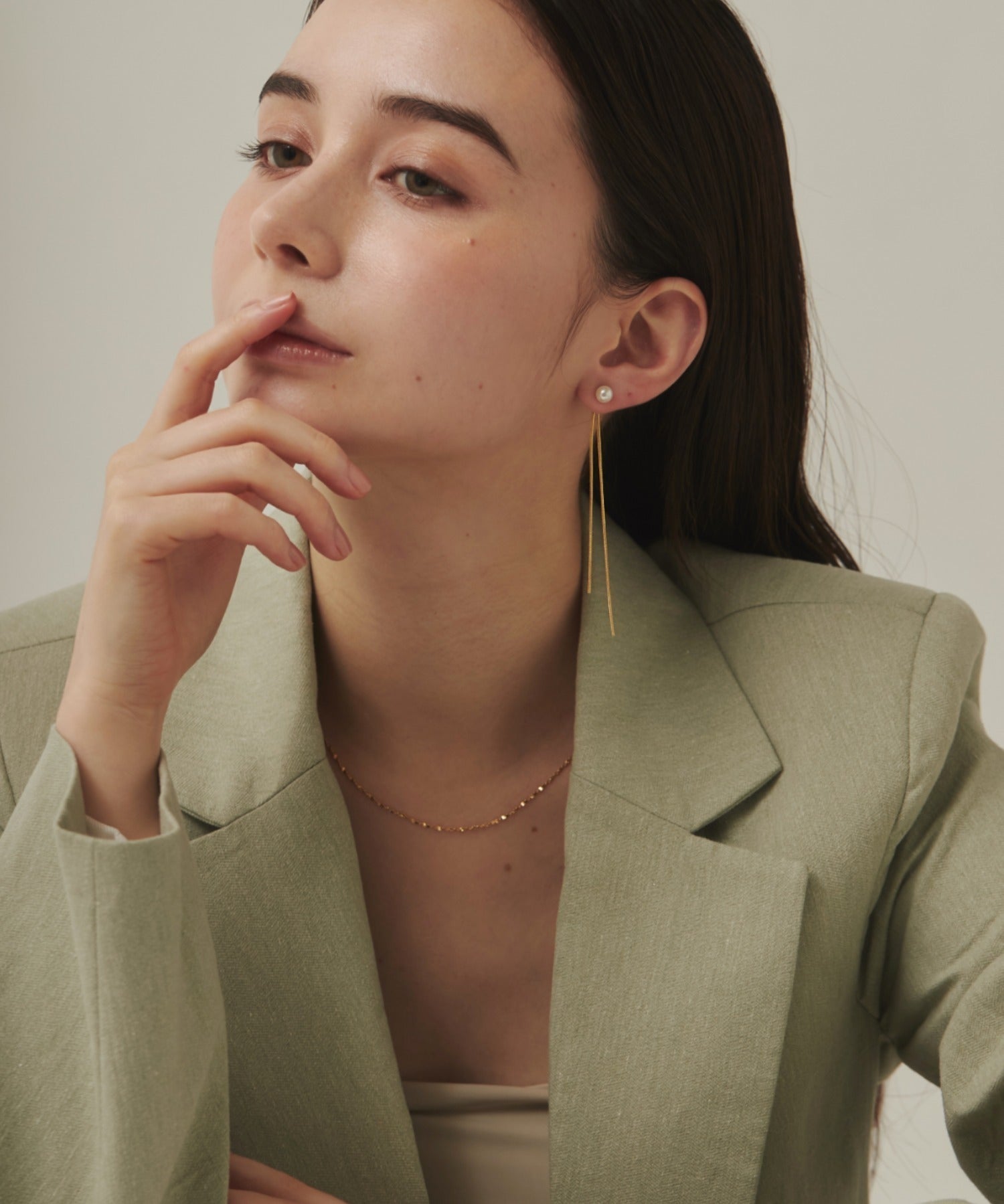 ciite' シーテ ピアス（両耳用） チェーンパールピアス (両耳用)