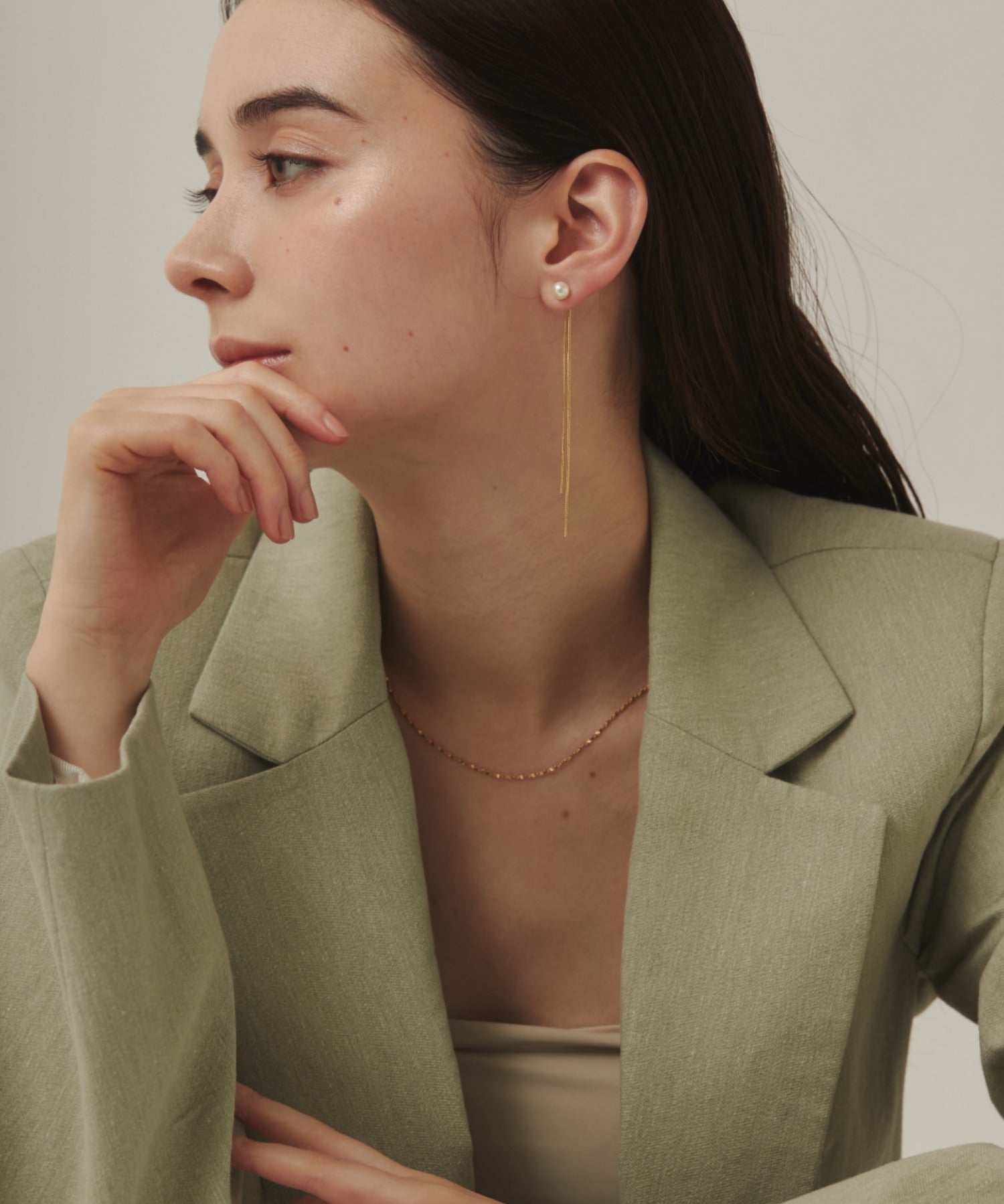 ciite' シーテ ピアス（両耳用） チェーンパールピアス (両耳用)