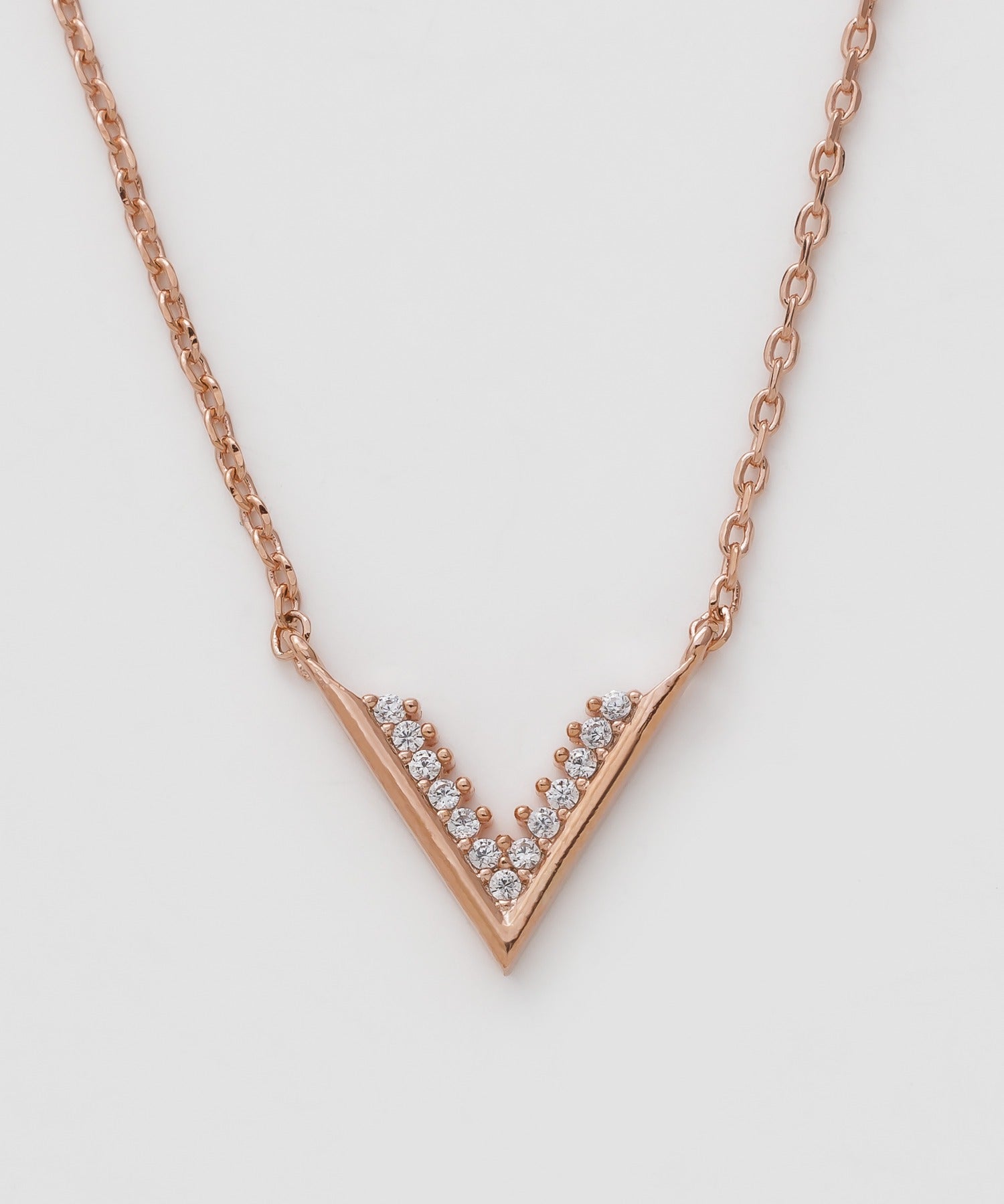 ciite' シーテ ネックレス Vデザインビジューネックレス ピンクゴールド FREE