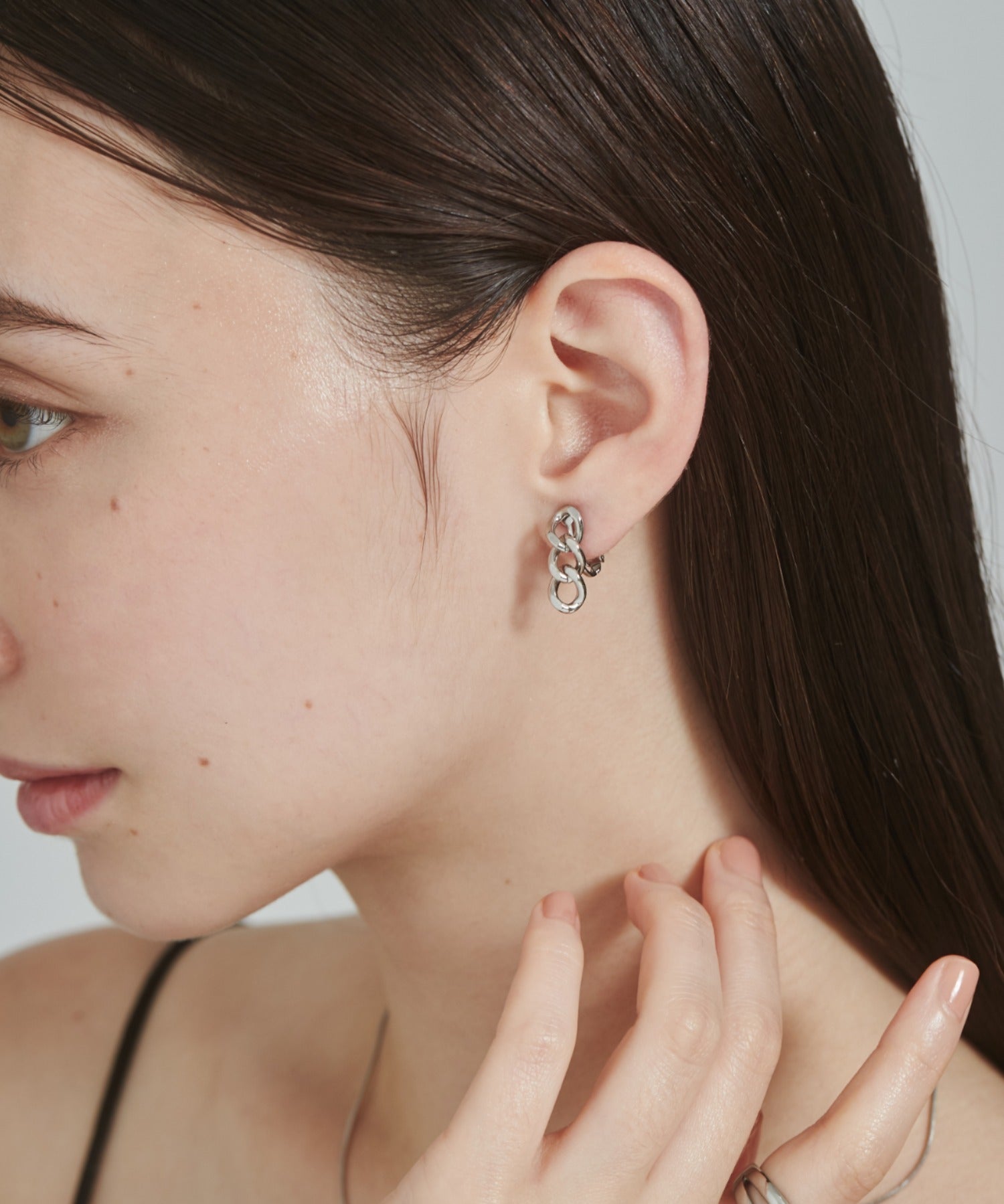 ciite' シーテ イヤリング 【 金属アレルギー対応 】 チェーンモチーフ イヤリング サージカルステンレス (両耳用) シルバー FREE