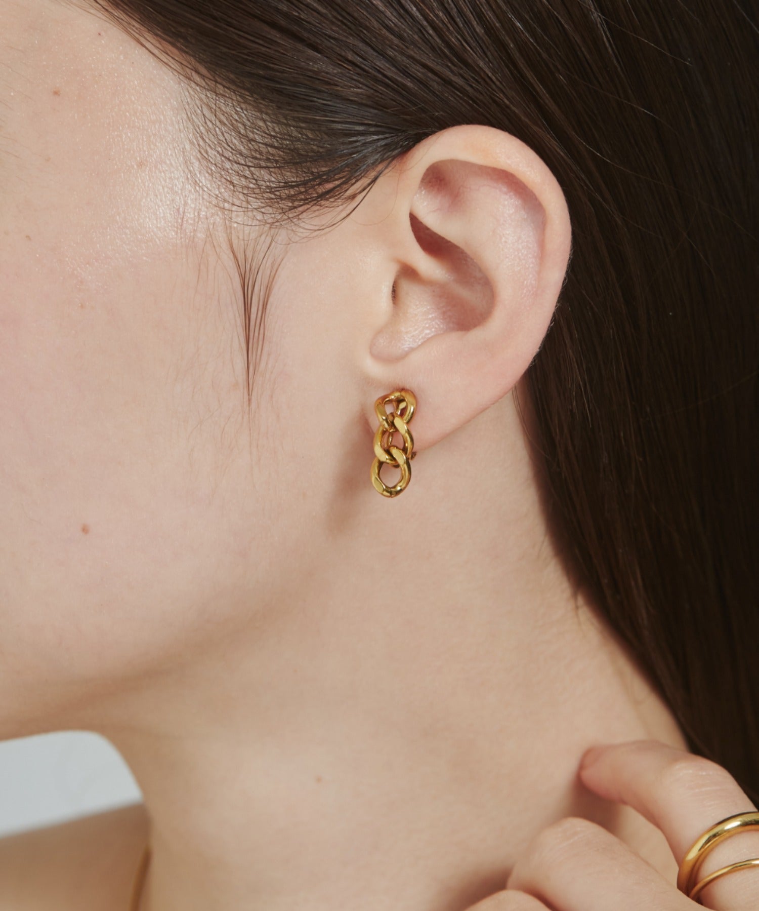 ciite' シーテ イヤリング 【 金属アレルギー対応 】 チェーンモチーフ イヤリング サージカルステンレス (両耳用) ゴールド FREE