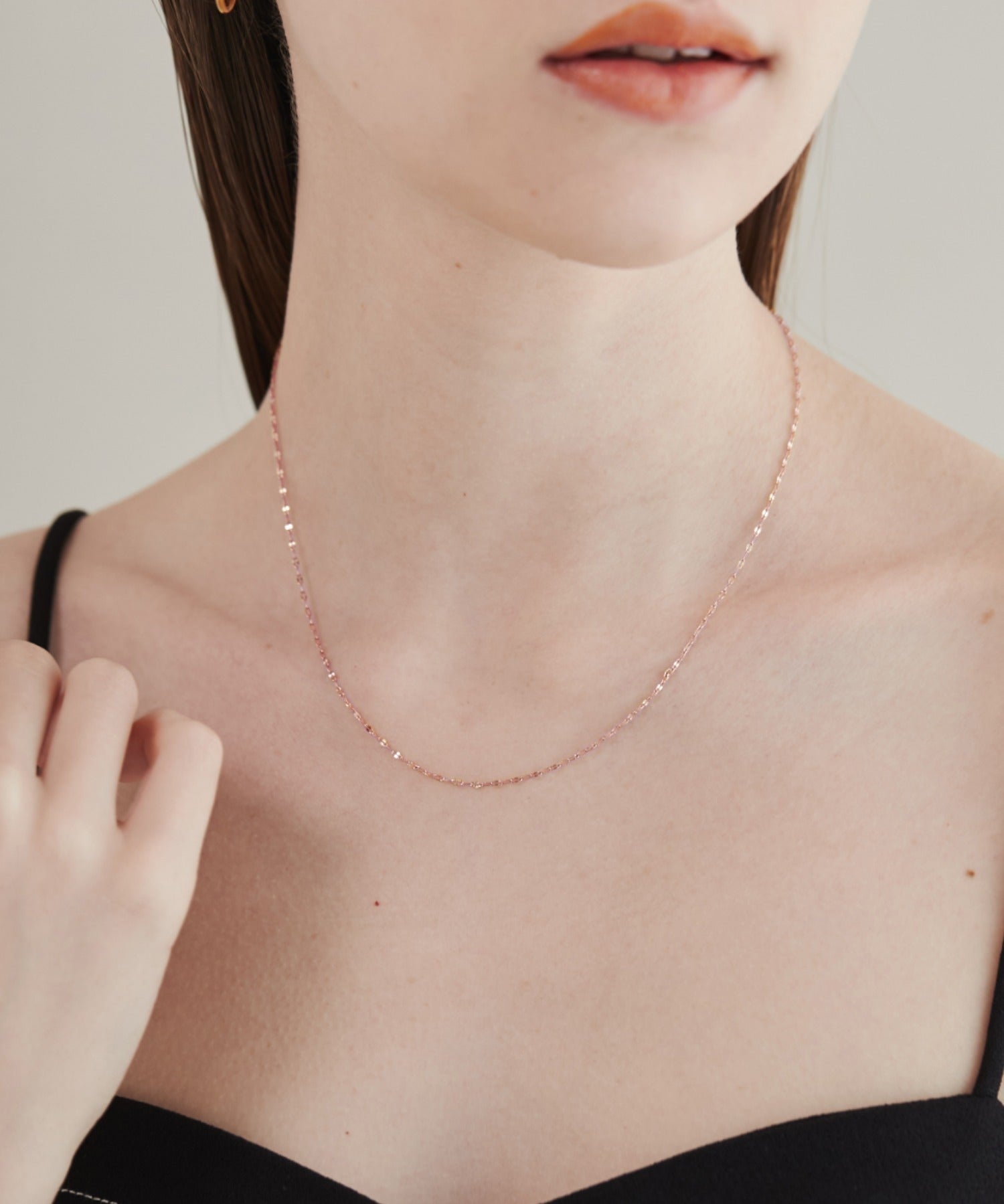 ciite' シーテ ネックレス 【 金属アレルギー対応 】 グリッターチェーンネックレス サージカルステンレス ピンクゴールド FREE