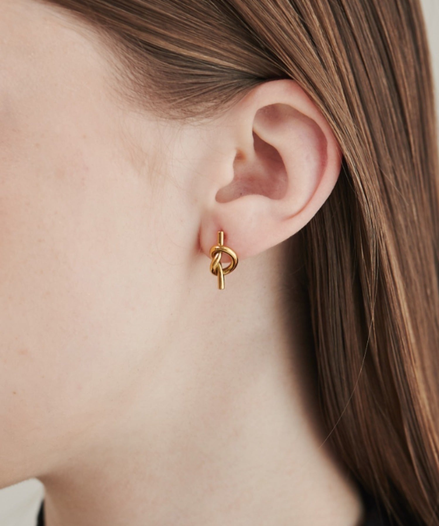 ciite' シーテ ピアス（両耳用） 【 金属アレルギー対応 】 ノットピアス サージカルステンレス (両耳用) ゴールド FREE