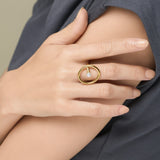 ciite' シーテ リング 【 金属アレルギー対応 】 オーバルパールリング サージカルステンレス ゴールド