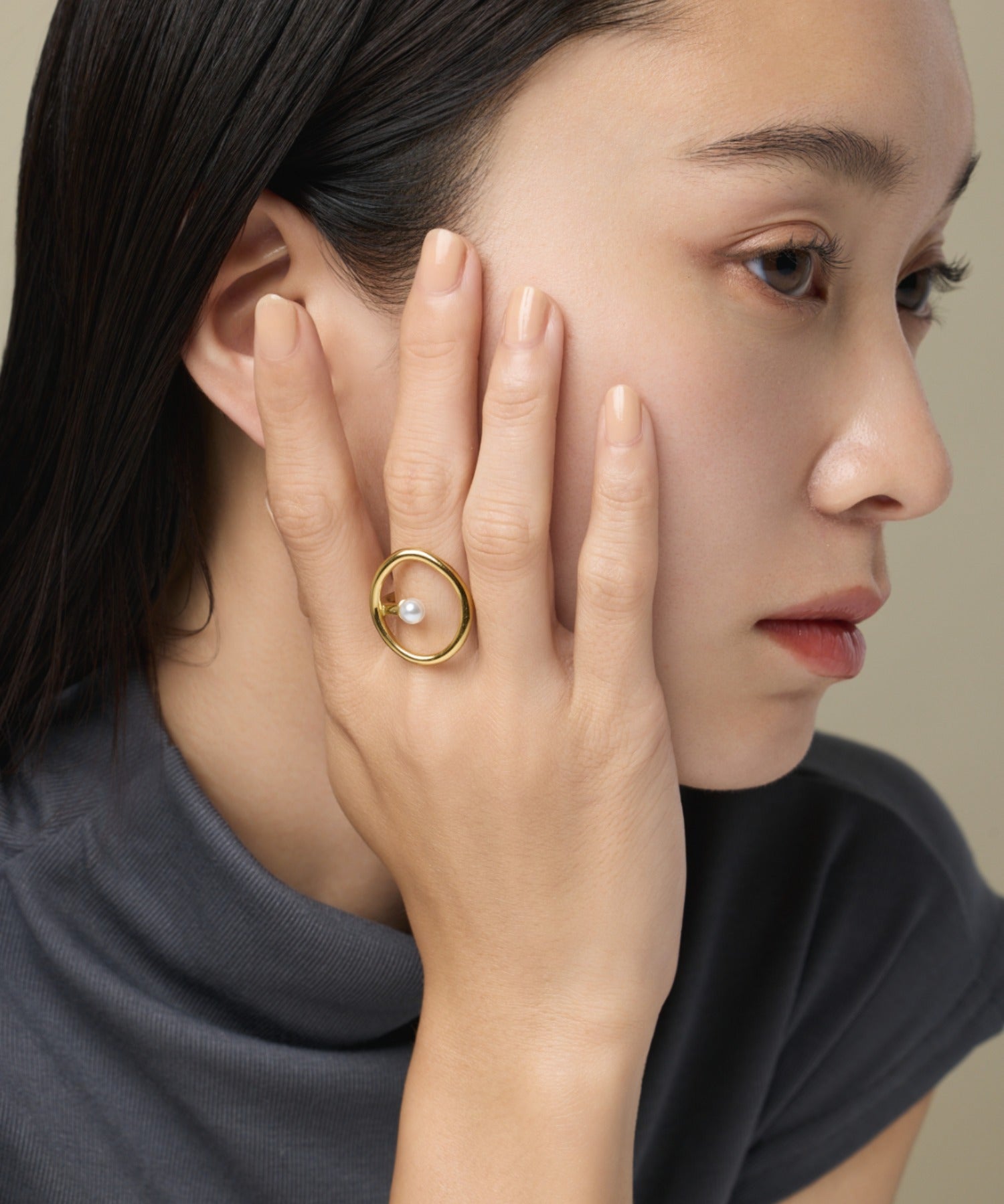 ciite' シーテ リング 【 金属アレルギー対応 】 オーバルパールリング サージカルステンレス