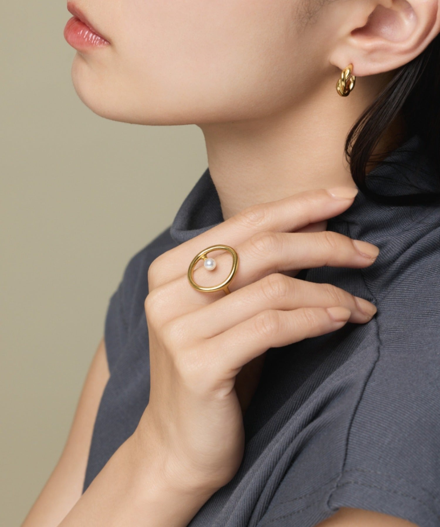 ciite' シーテ リング 【 金属アレルギー対応 】 オーバルパールリング サージカルステンレス