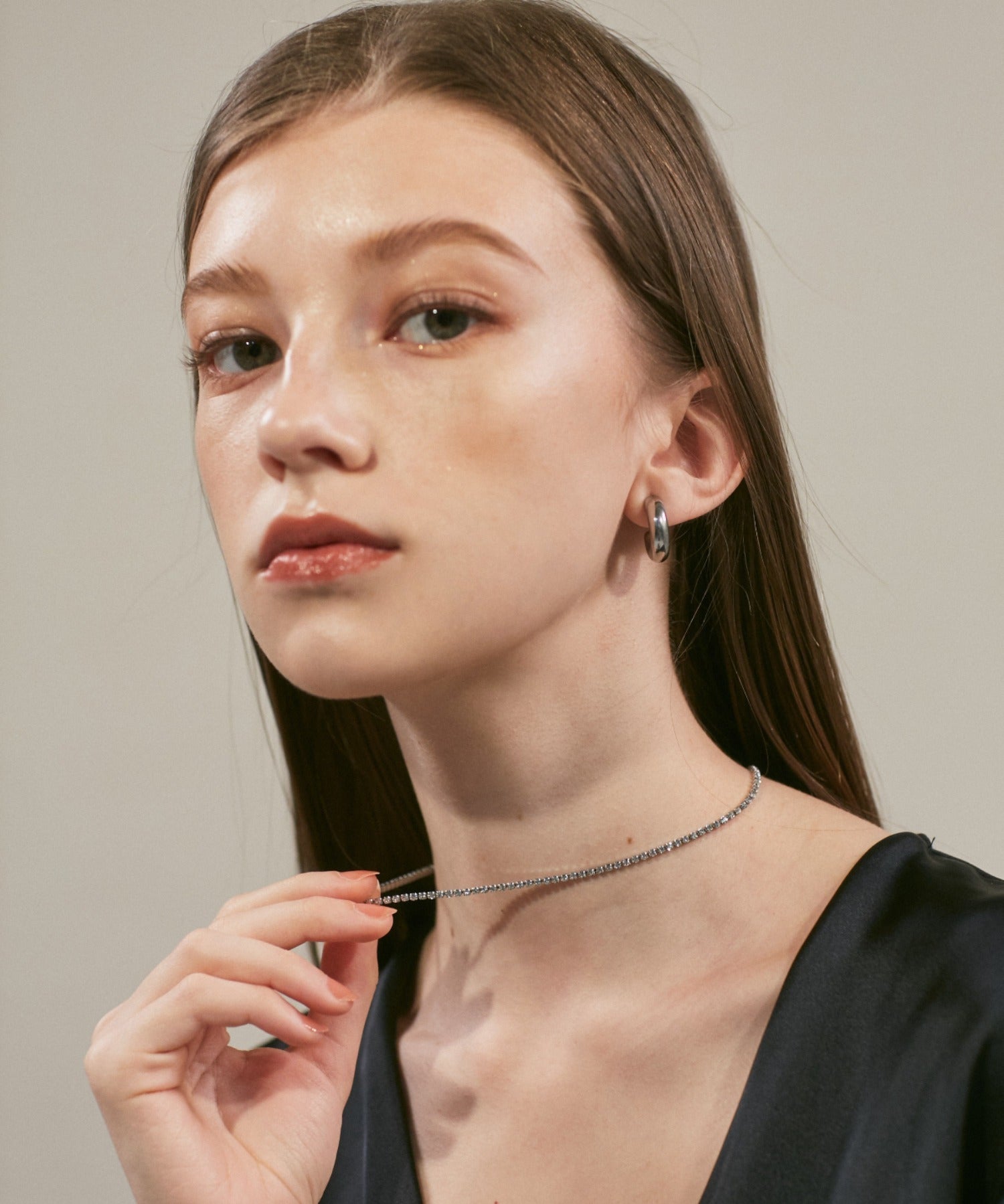 ciite' シーテ ネックレス 【 金属アレルギー対応 】 シンプルビジューネックレス サージカルステンレス