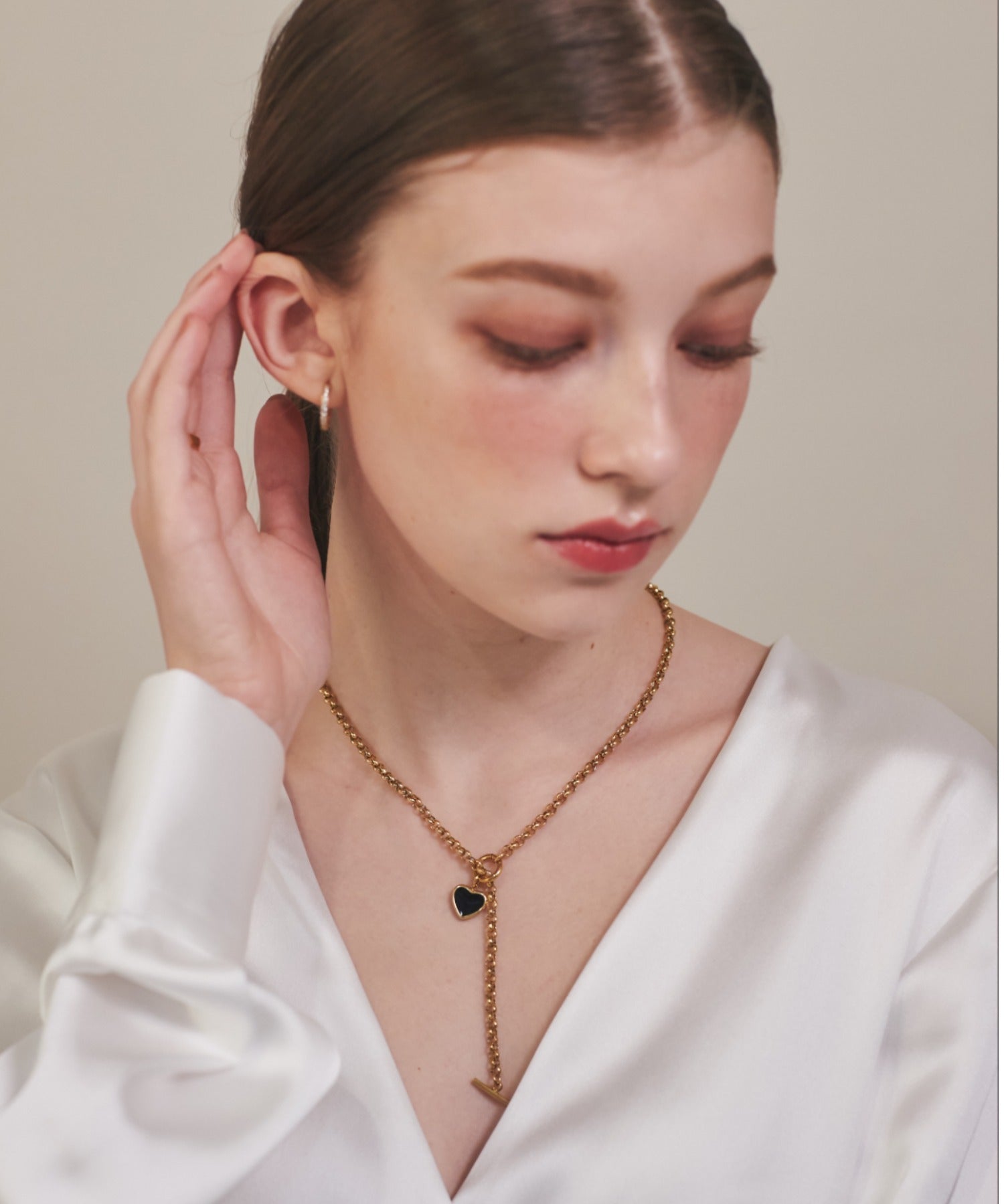 ciite' シーテ ネックレス 【 金属アレルギー対応 】 ハート マントルチェーンネックレス サージカルステンレス