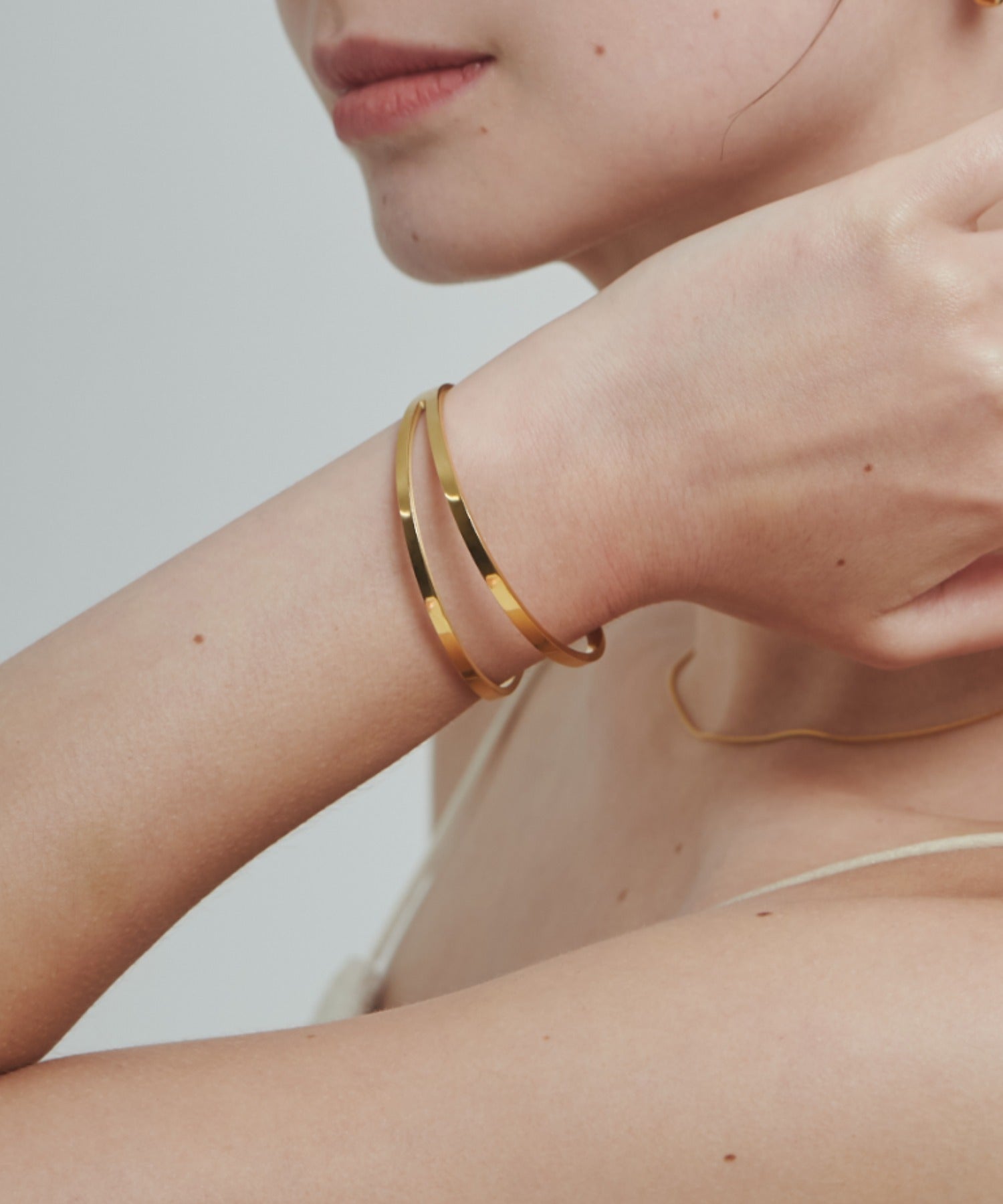 ciite' シーテ ブレスレット 【 金属アレルギー対応 】 2ラインバングル / ブレスレット サージカルステンレス ゴールド FREE