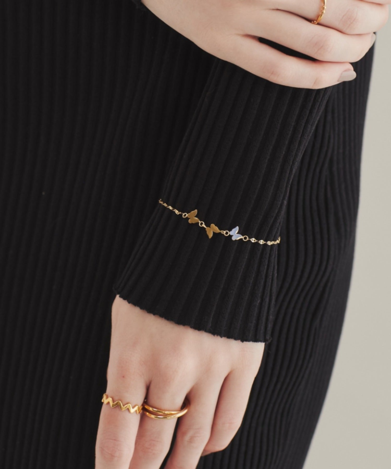 ciite' シーテ ブレスレット 【 金属アレルギー対応 】 バタフライ ブレスレット サージカルステンレス ゴールド FREE