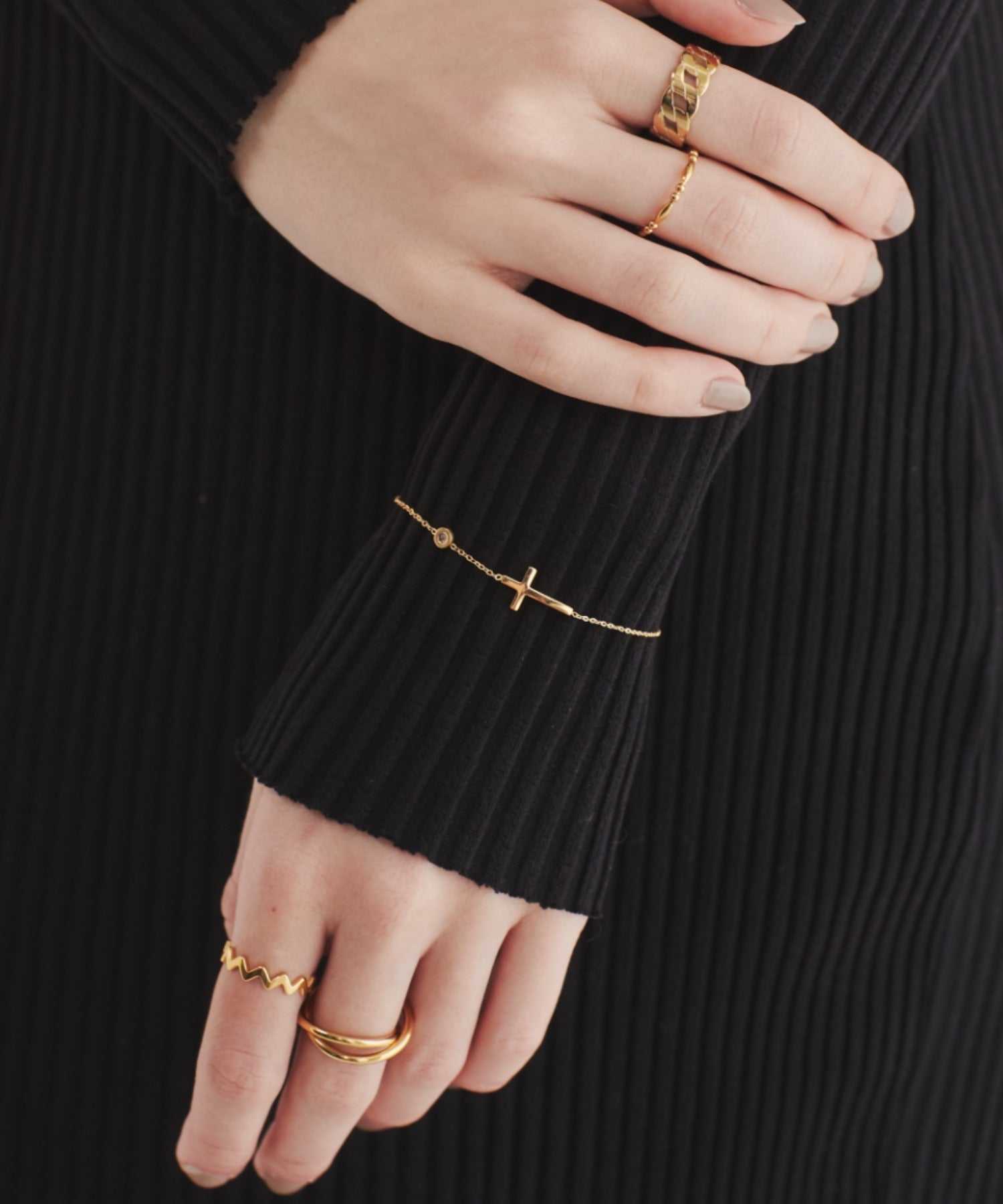 ciite' シーテ ブレスレット 【 金属アレルギー対応 】 クロスビジューブレスレット サージカルステンレス