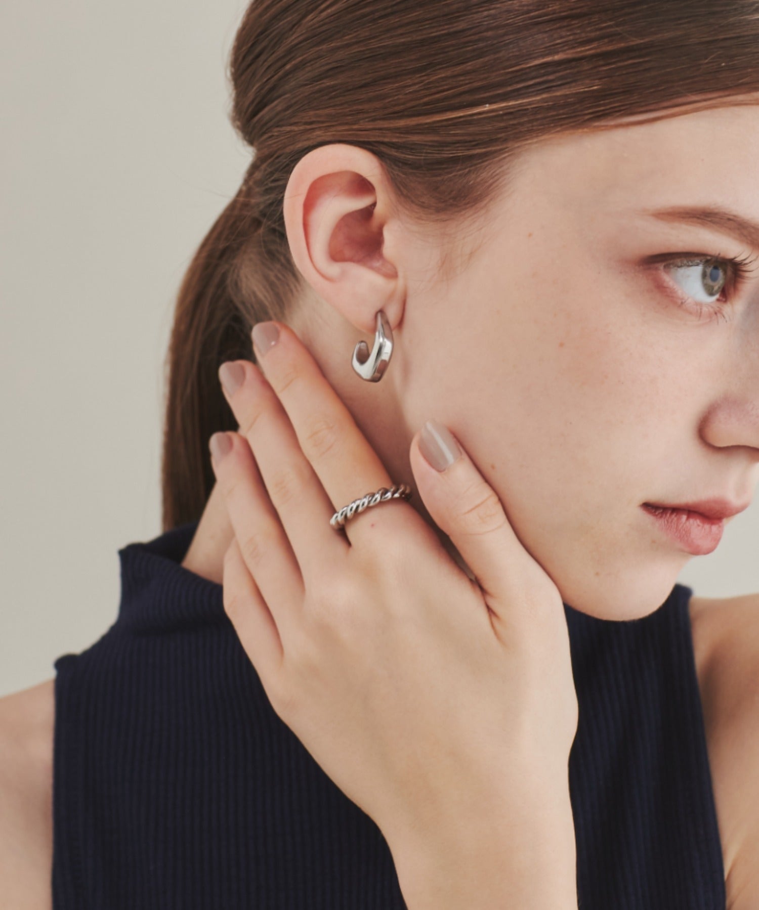 ciite' シーテ リング 【 金属アレルギー対応 】 ツイストリング サージカルステンレス シルバー