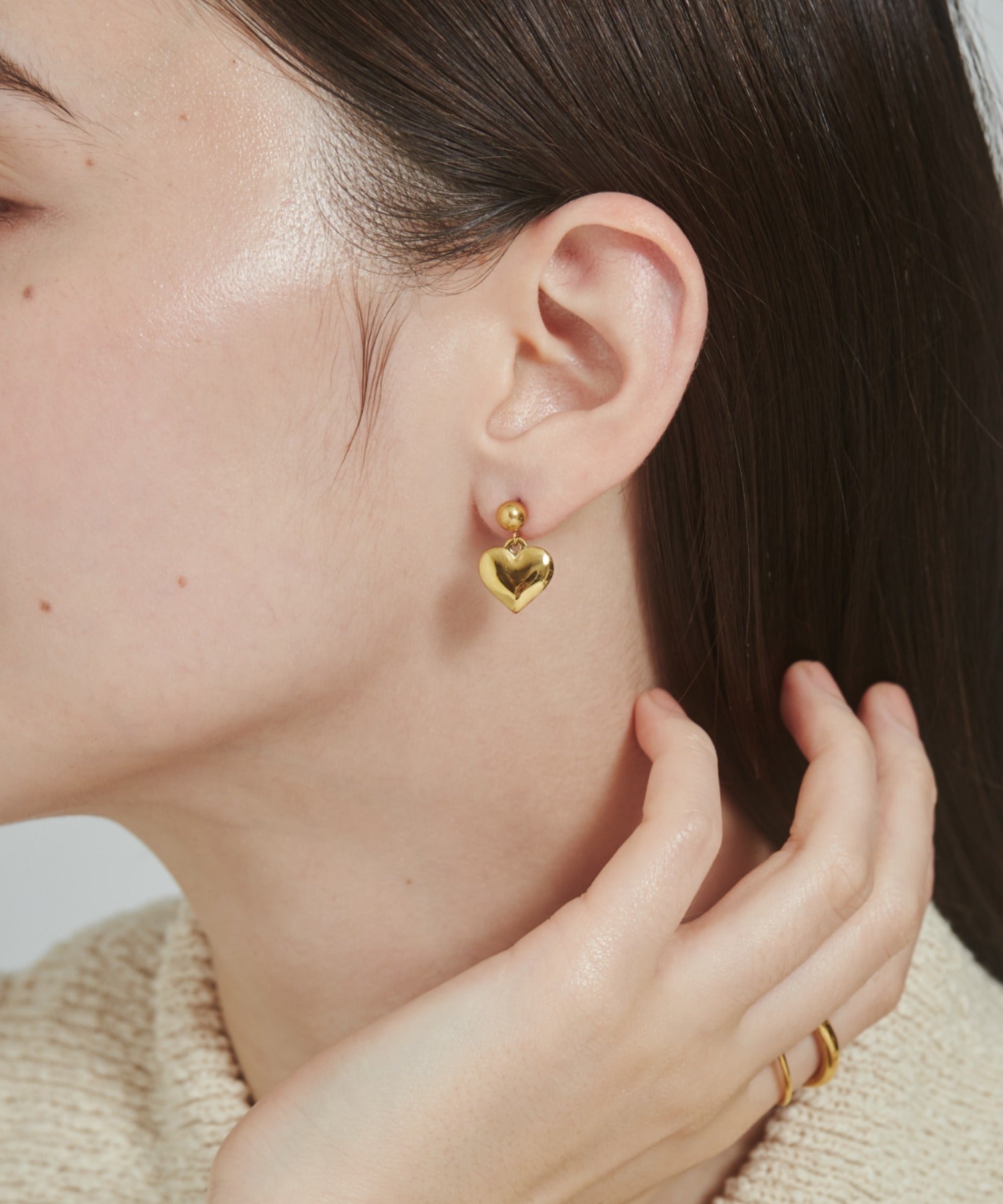 ciite' シーテ ピアス（両耳用） 【 金属アレルギー対応 】 ハートモチーフピアス サージカルステンレス (両耳用) ゴールド FREE