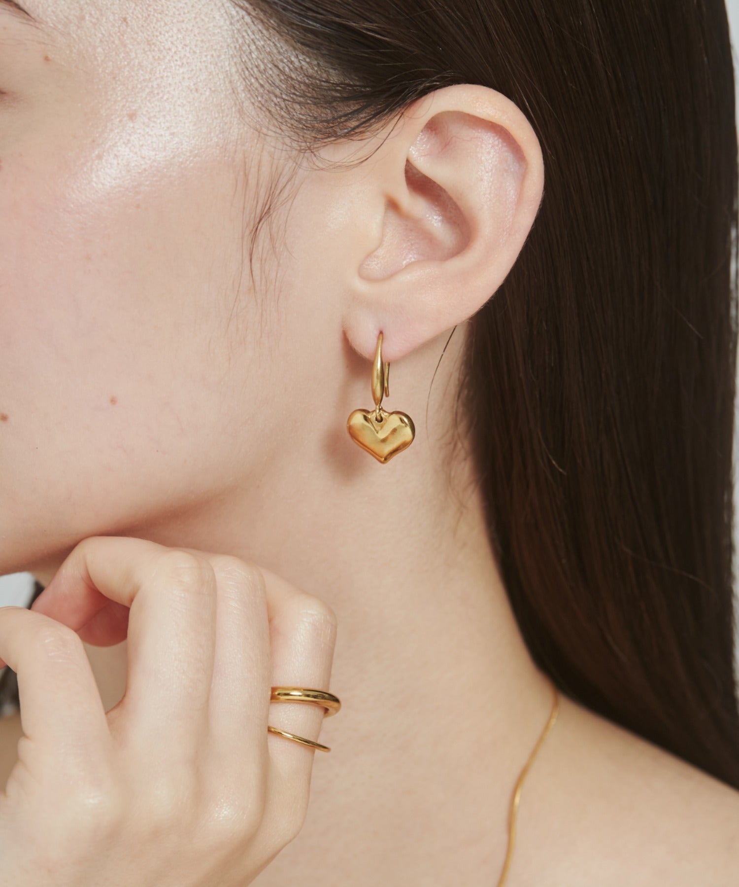 ciite' シーテ ピアス（両耳用） 【 金属アレルギー対応 】 ハートフックピアス サージカルステンレス (両耳用) ゴールド FREE