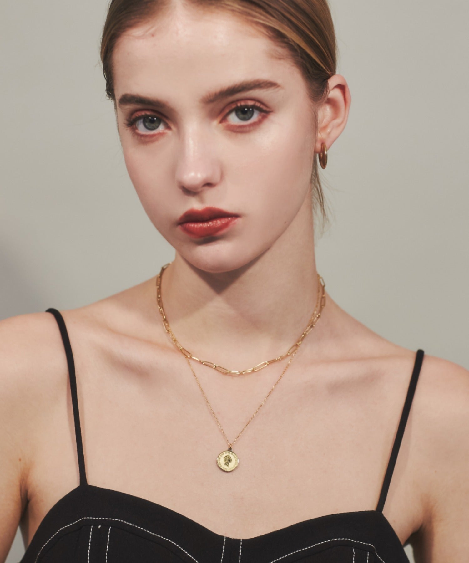 ciite' シーテ ネックレス 【 金属アレルギー対応 】 2連 エリザベス コインネックレス サージカルステンレス