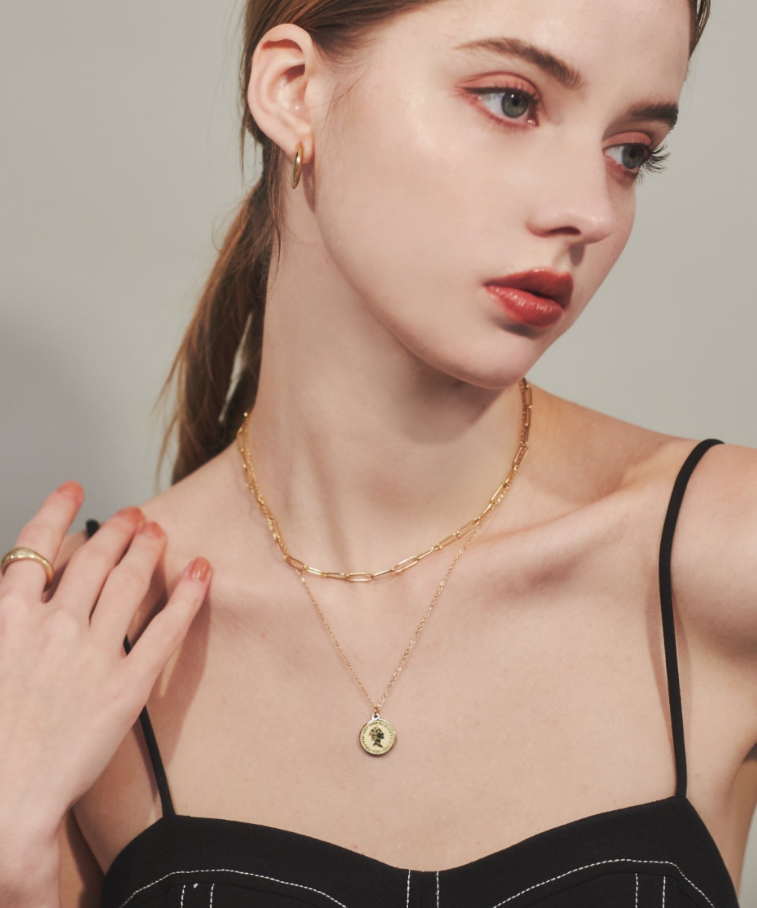 ciite' シーテ ネックレス 【 金属アレルギー対応 】 2連 エリザベス コインネックレス サージカルステンレス