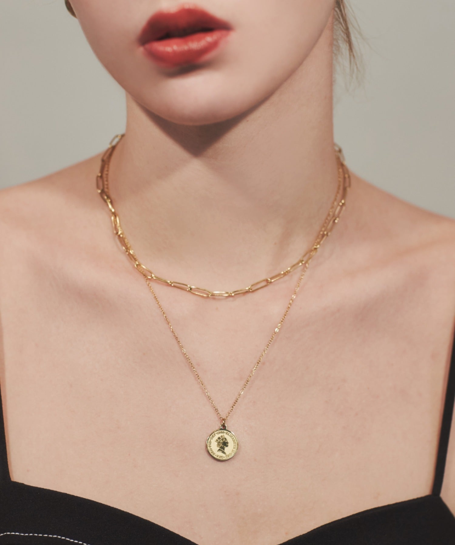 ciite' シーテ ネックレス 【 金属アレルギー対応 】 2連 エリザベス コインネックレス サージカルステンレス