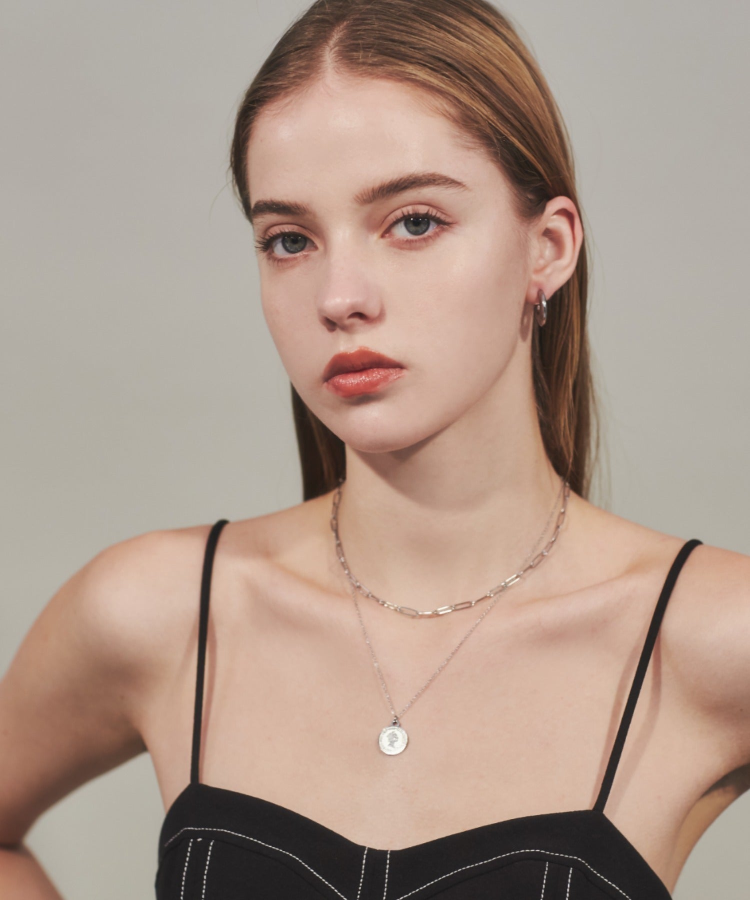 ciite' シーテ ネックレス 【 金属アレルギー対応 】 2連 エリザベス コインネックレス サージカルステンレス