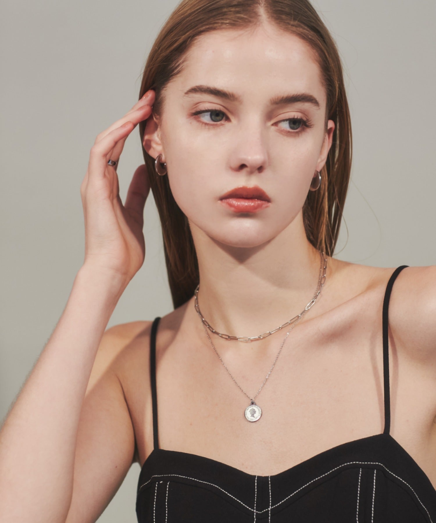 ciite' シーテ ネックレス 【 金属アレルギー対応 】 2連 エリザベス コインネックレス サージカルステンレス