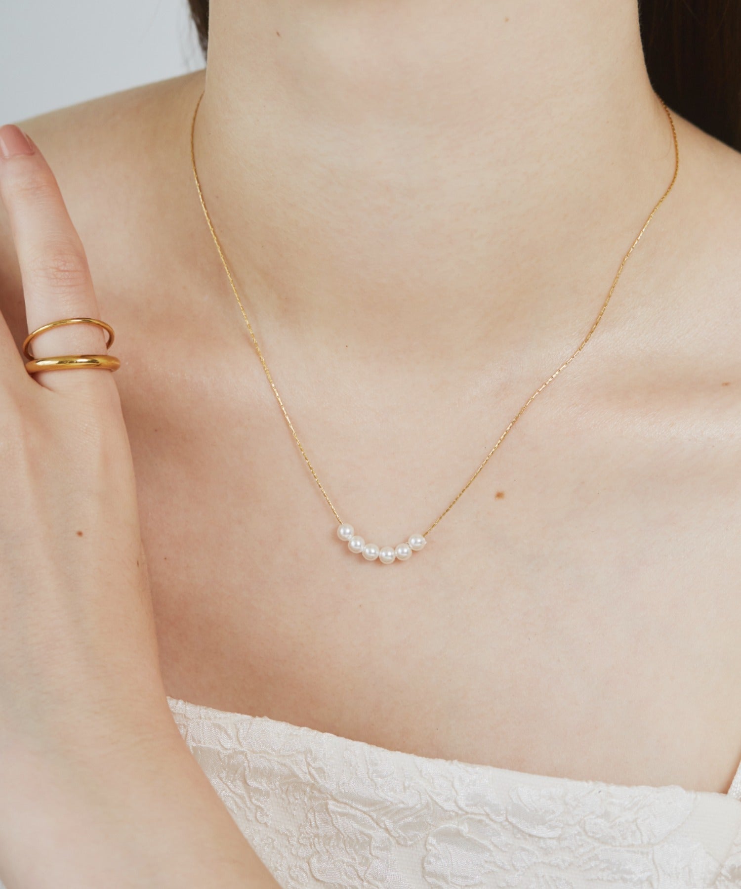 ciite' シーテ ネックレス 【 金属アレルギー対応 】 6連ミニパールネックレス サージカルステンレス ゴールド FREE