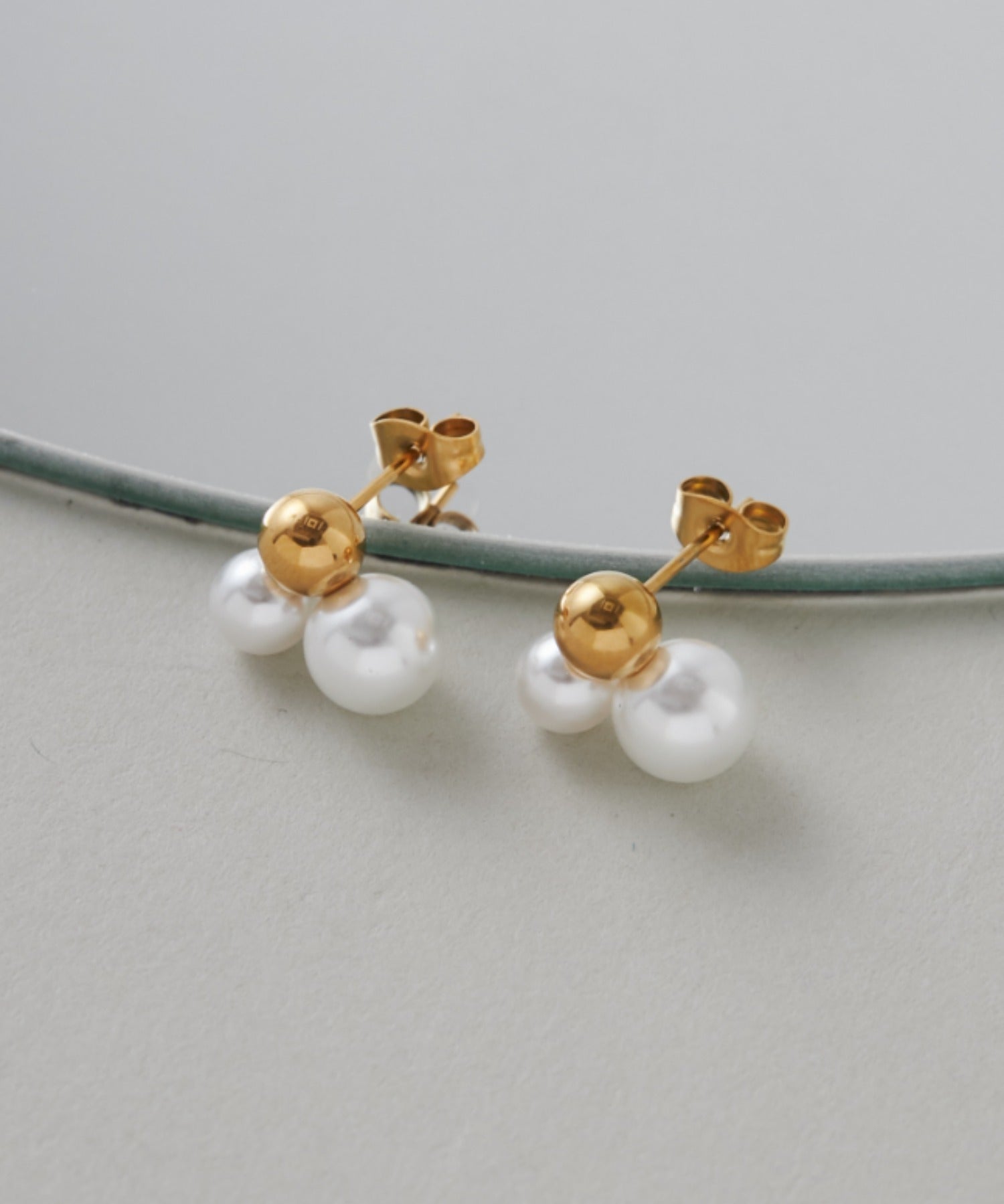 ciite' シーテ ピアス（両耳用） 【 金属アレルギー対応 】 ダブルパール デザインピアス サージカルステンレス (両耳用)