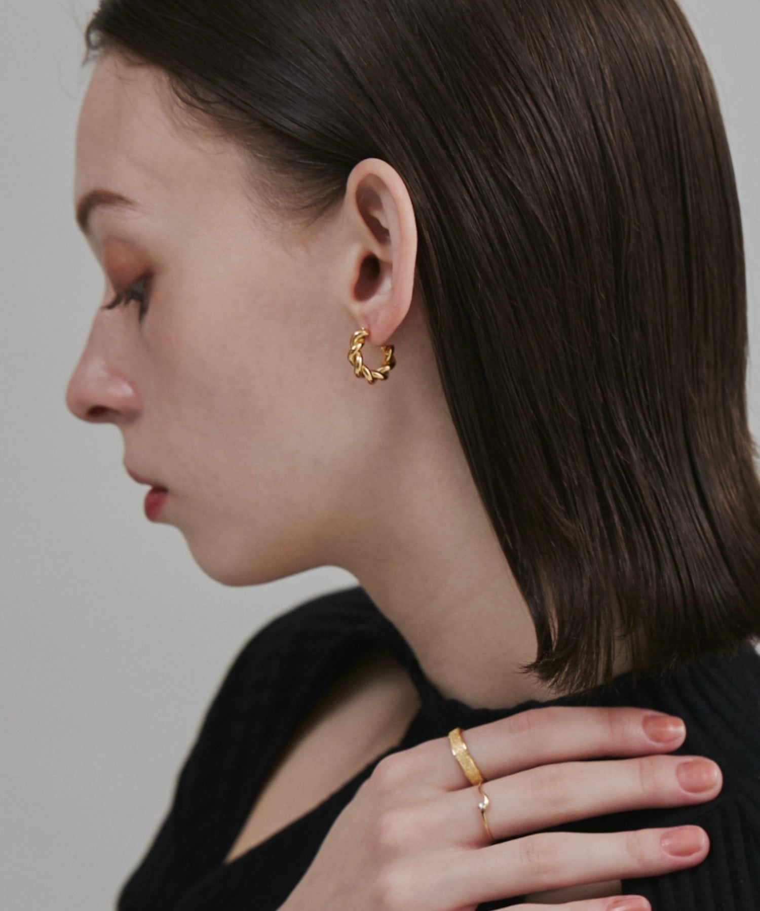 ciite' シーテ ピアス（両耳用） 【 金属アレルギー対応 】 ねじりフープピアス サージカルステンレス (両耳用)