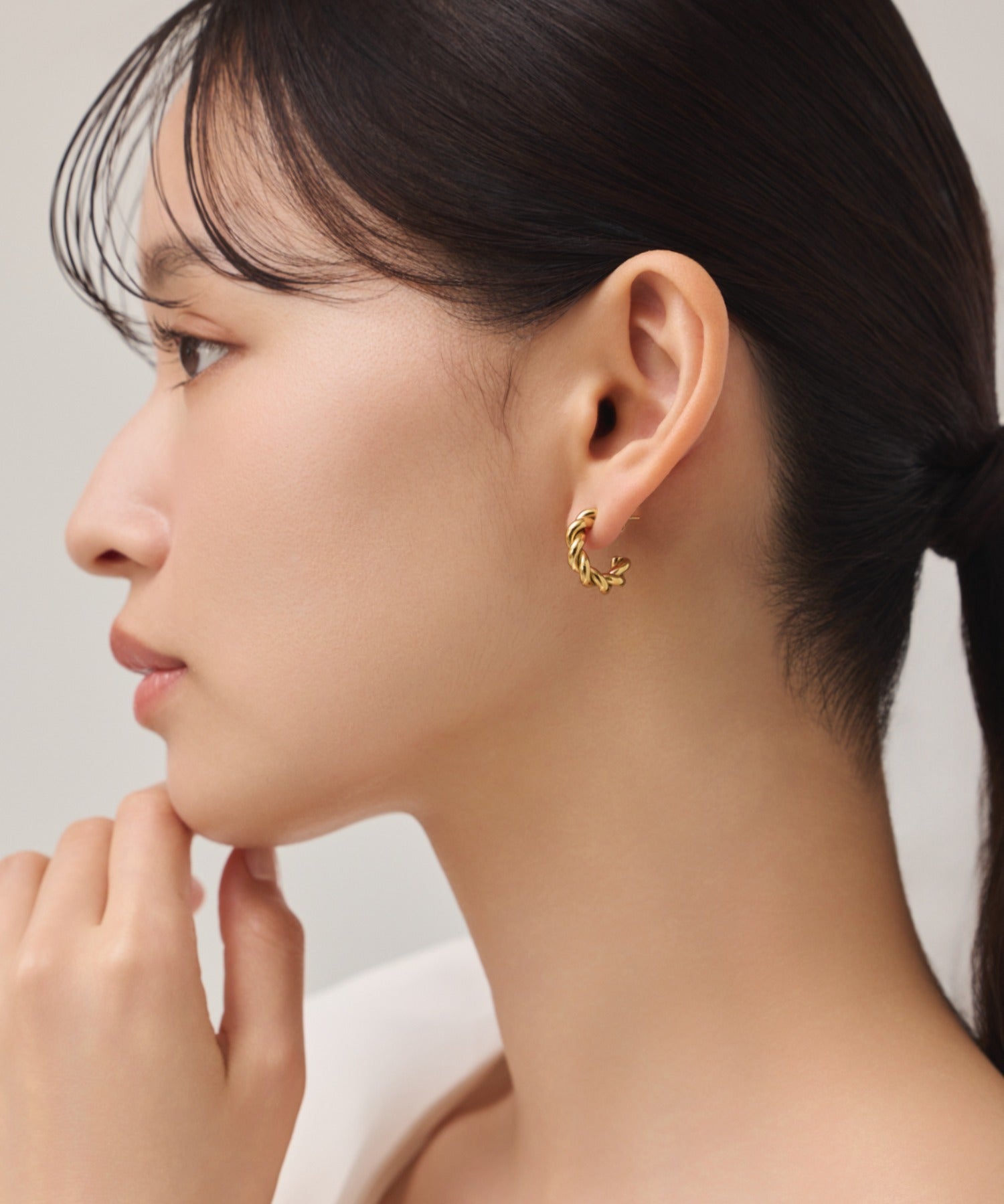 ciite' シーテ ピアス（両耳用） 【 金属アレルギー対応 】 ねじりフープピアス サージカルステンレス (両耳用)