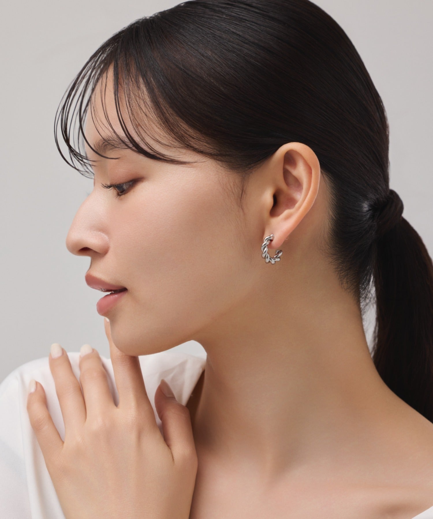 ciite' シーテ ピアス（両耳用） 【 金属アレルギー対応 】 ねじりフープピアス サージカルステンレス (両耳用)