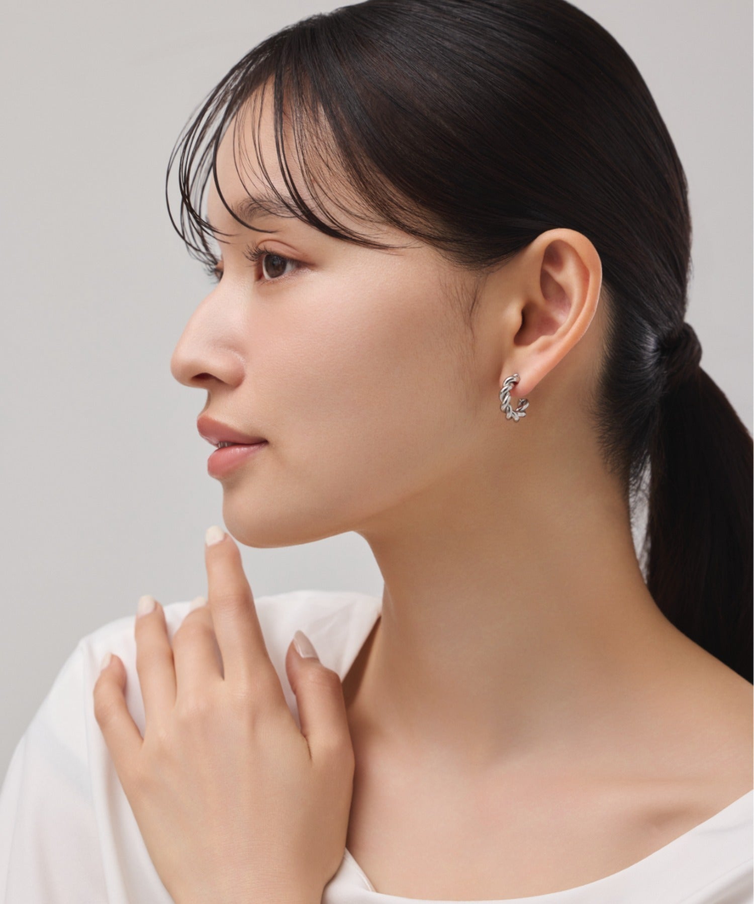 ciite' シーテ ピアス（両耳用） 【 金属アレルギー対応 】 ねじりフープピアス サージカルステンレス (両耳用)