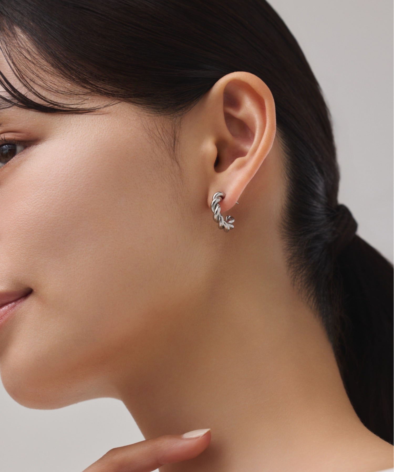 ciite' シーテ ピアス（両耳用） 【 金属アレルギー対応 】 ねじりフープピアス サージカルステンレス (両耳用)